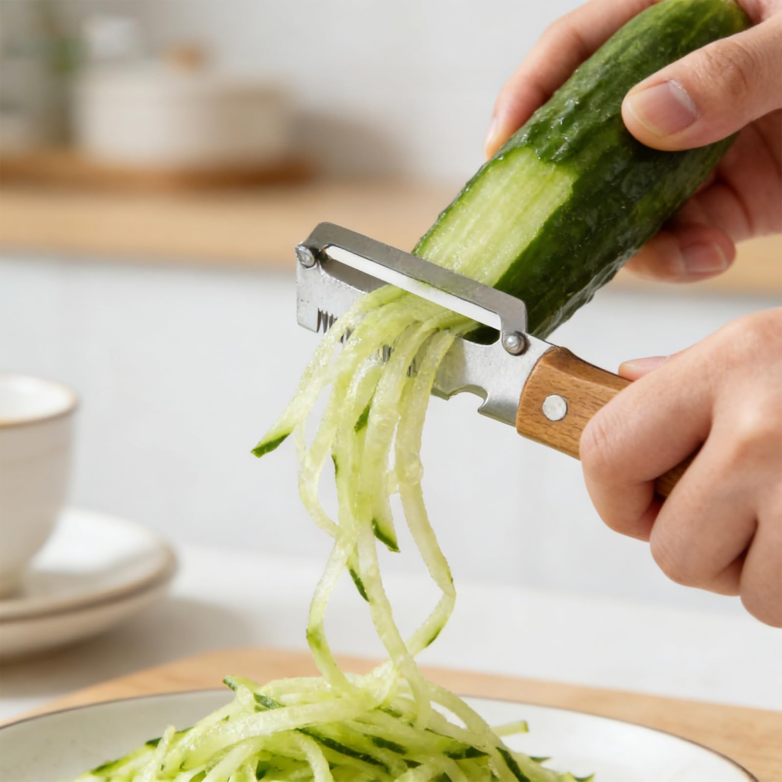3 in 1 Sparschäler, 2026 Neu Multifunktionaler Gemüseschäler für Die Küche, Edelstahl Gemüseschäler Mit Schredderfunktion, Kartoffelschäler mit Flaschenöffner, Universalschäler für Tomaten Obst (4PC)