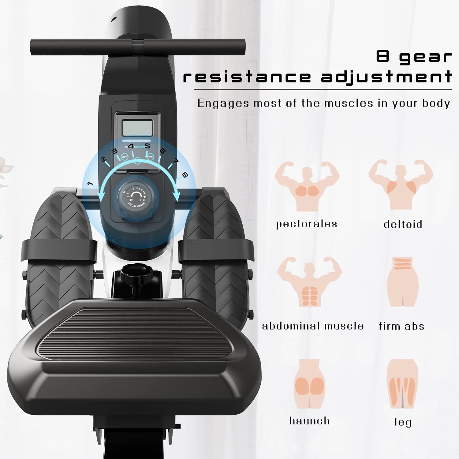 GEARSTONE Faltbarer Rudergerät, hochwertiger magnetischer, einstellbare Widerstände, leiser Innenruderer, LCD-Bildschirm für Heimfitness geeignet, Hc-1, HC-1, HC-1