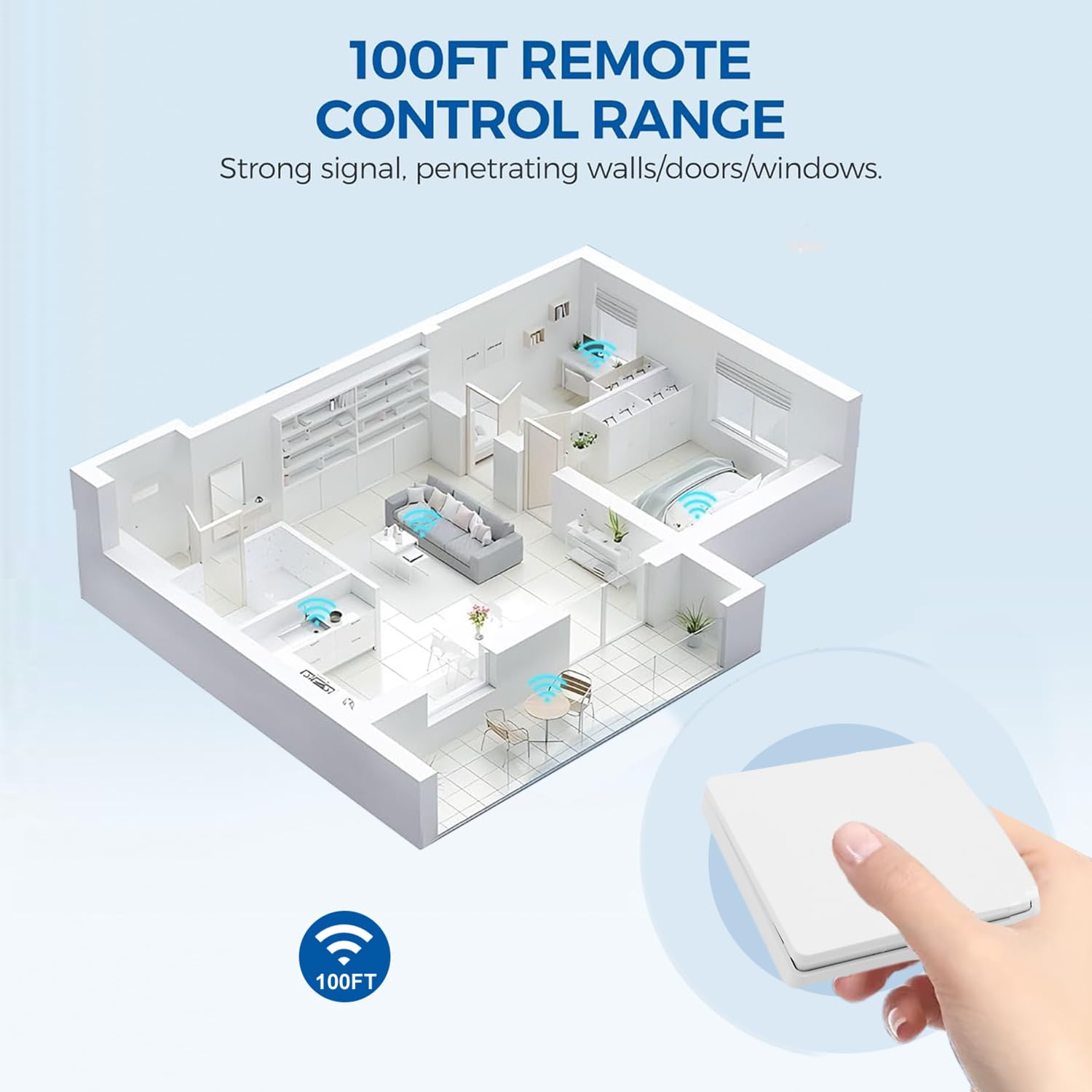 QIACHIP interruttore senza fili della luce,16A 3000W, RF Relè ricevitore con Radiotrasmettitori a parete 2,4 G Pannello, interruttore telecomando 220V per illuminazione domestica,Anti-interferenza