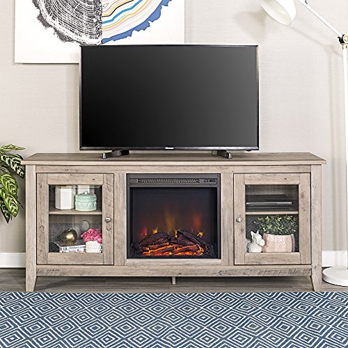 Home Accent Furnishings Lucas 58 Inch Television Stand with Fireplace in Grey Wash
