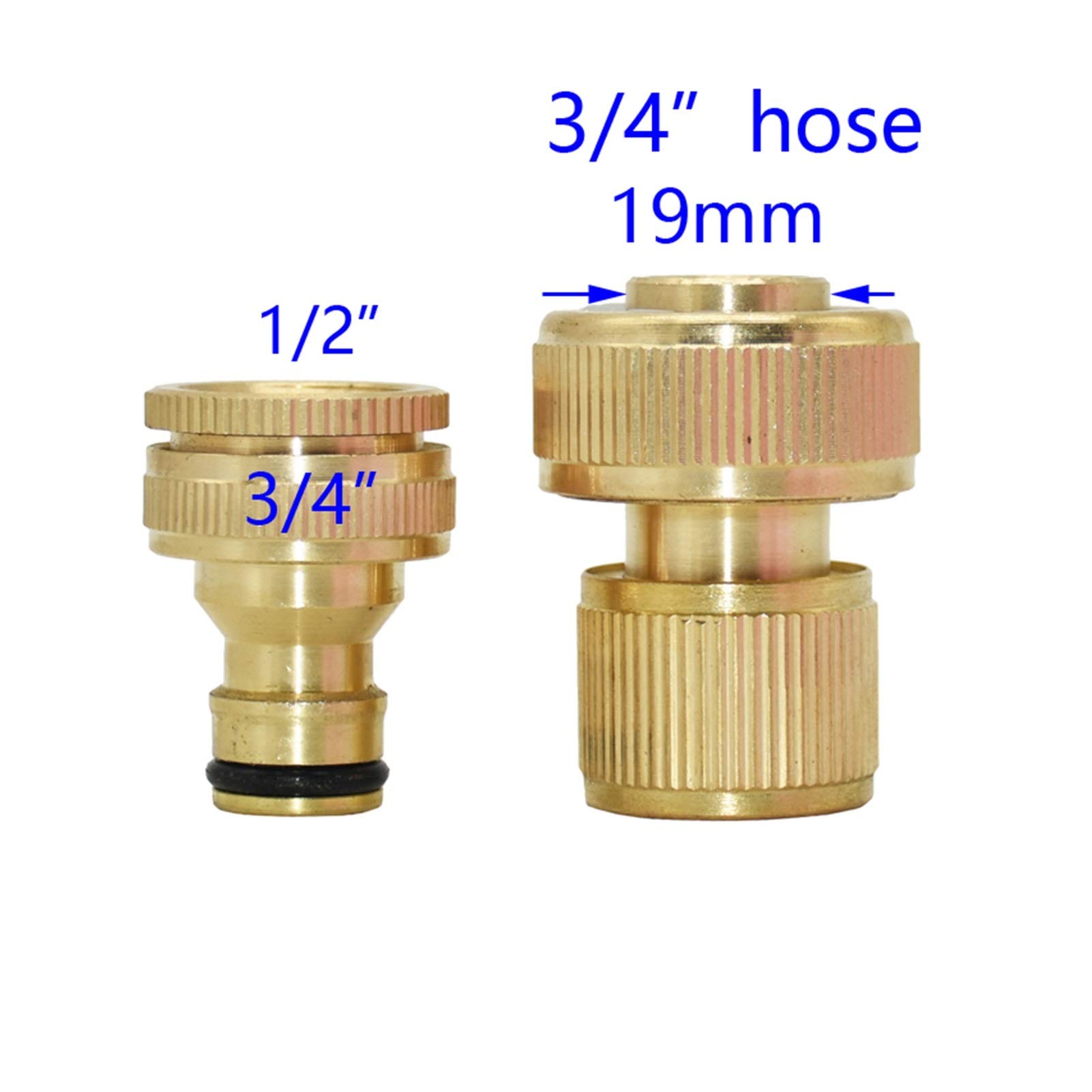 Adaptador de conector de jardín de 3/8 1/2 3/4 pulgadas de latón para manguera de jardín, con rosca hembra de 1/2 3/4, accesorios de pistola de agua, 5 piezas (color: manguera 3I8)