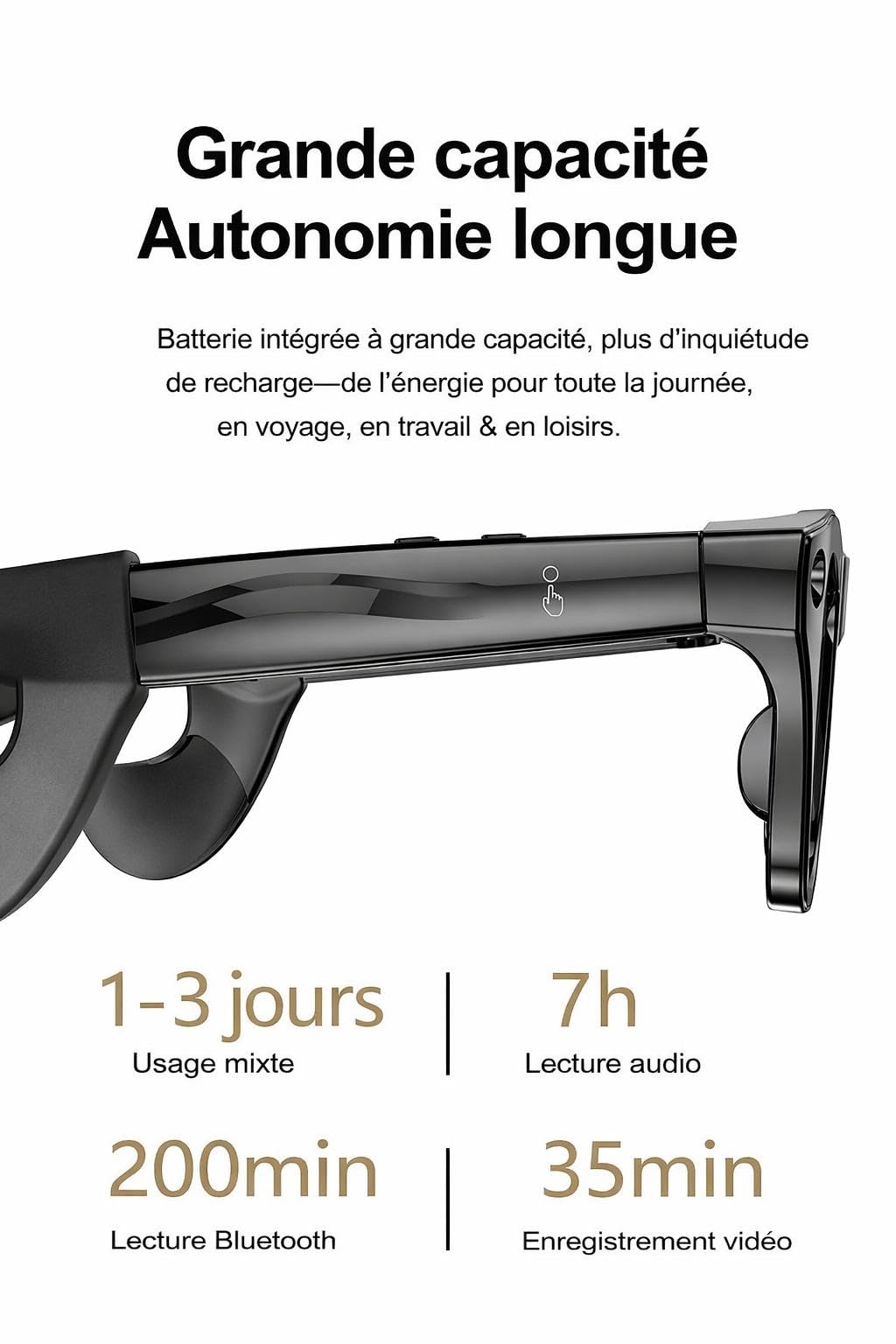 Lunettes Smartglasses 2026 Caméra Full HD, Verre Teinte Electrochomique Flash intégré, Musique, Bluetooth,WiFi, Protection UV, Assistant Vocal IA, Réseaux Sociaux, Haute Autonomie.