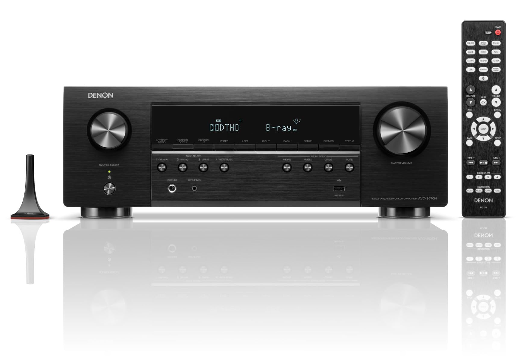 Denon AVC-S670H Amplificateur AV Home Cinéma 5.2 Canaux, 140W, Son Surround Haute Définition, HDMI 8K, HEOS Built-in, Wi-FI, Bluetooth, AirPlay 2, Compatible Alexa - Noir