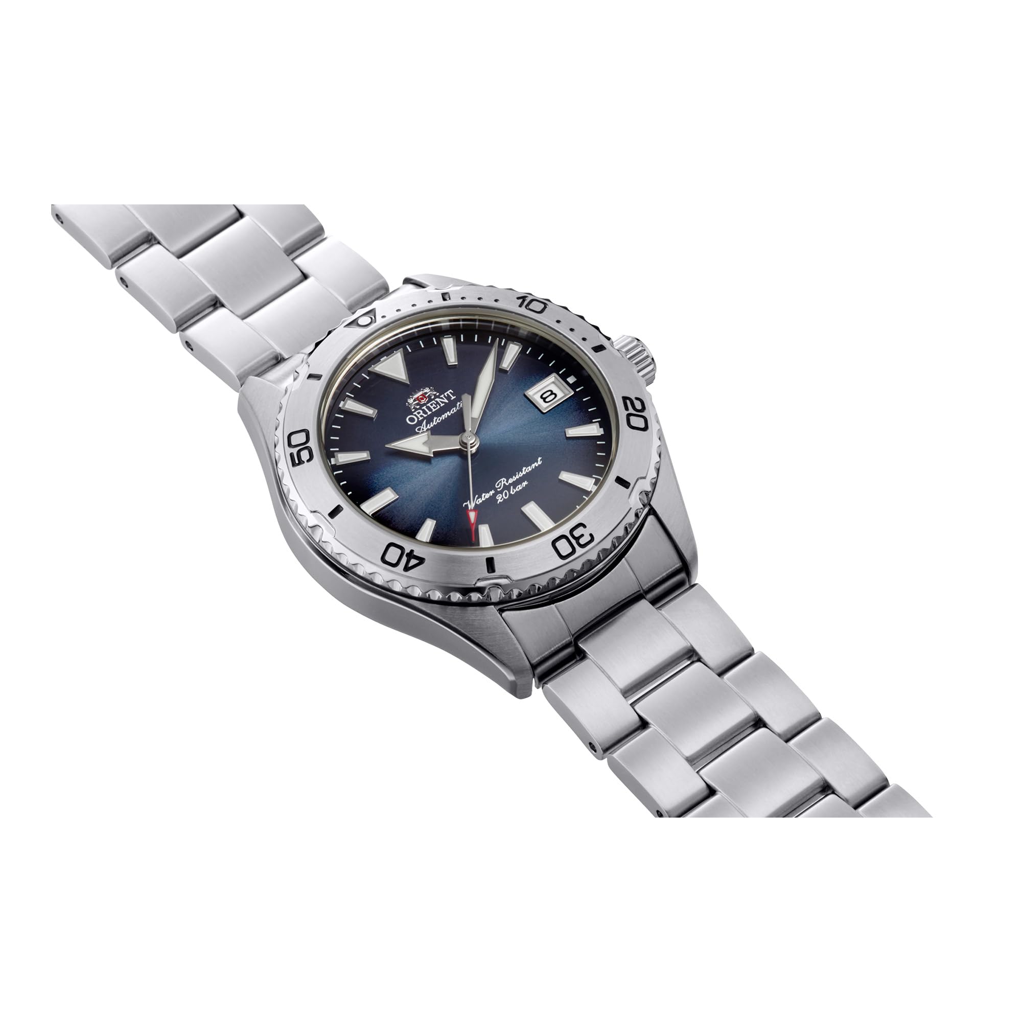 Orient Sports Mako 40 mm męski automatyczny ręczny mechaniczny zegarek sportowy ze stali nierdzewnej i obudowa ze stali nierdzewnej szara tarcza analogowa niebieska tarcza - RA-AC0Q14L