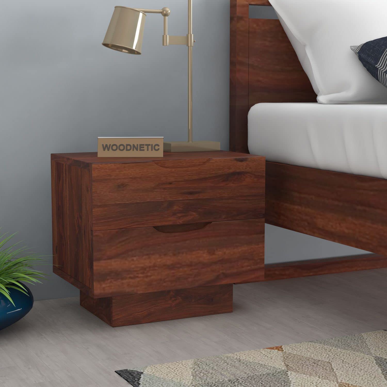Bansal Art Solid Sheesham Wood Bedside Table with 2 Drawer | Honey Finish | Bedroom Nightstand | Wooden Side Table | 2 Drawer Storage | Dining Room-image-37