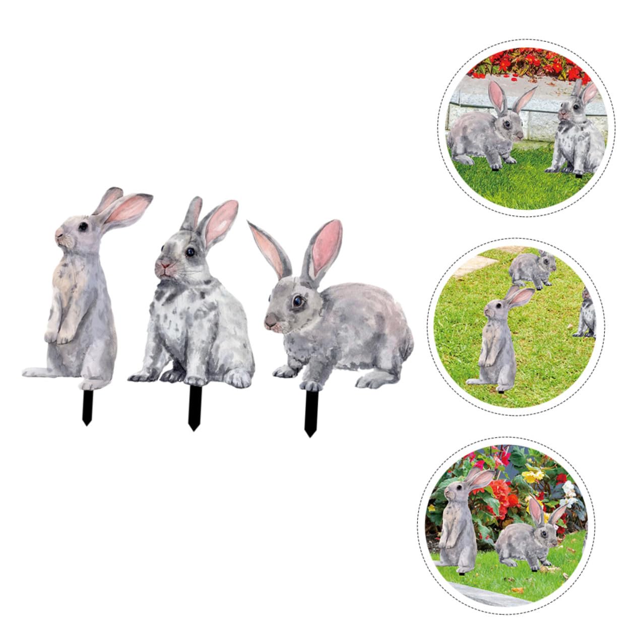 Gatuida 3 Stück Osterhasen Gartenstecker Spitz Zulaufend Hasendekoration für Gartenparty und Terrasse Außendekor
