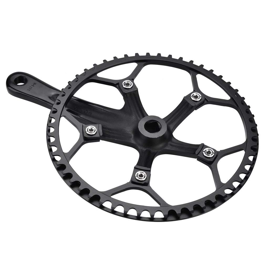 Alomejor Fahrrad Kurbel Set Fahrrad Kurbelgarnitur Aluminiumlegierung Kurbel Set Integral Single Speed ??Kurbel Set f¨¹r Outdoor Mountainbike Radfahren(Schwatz)