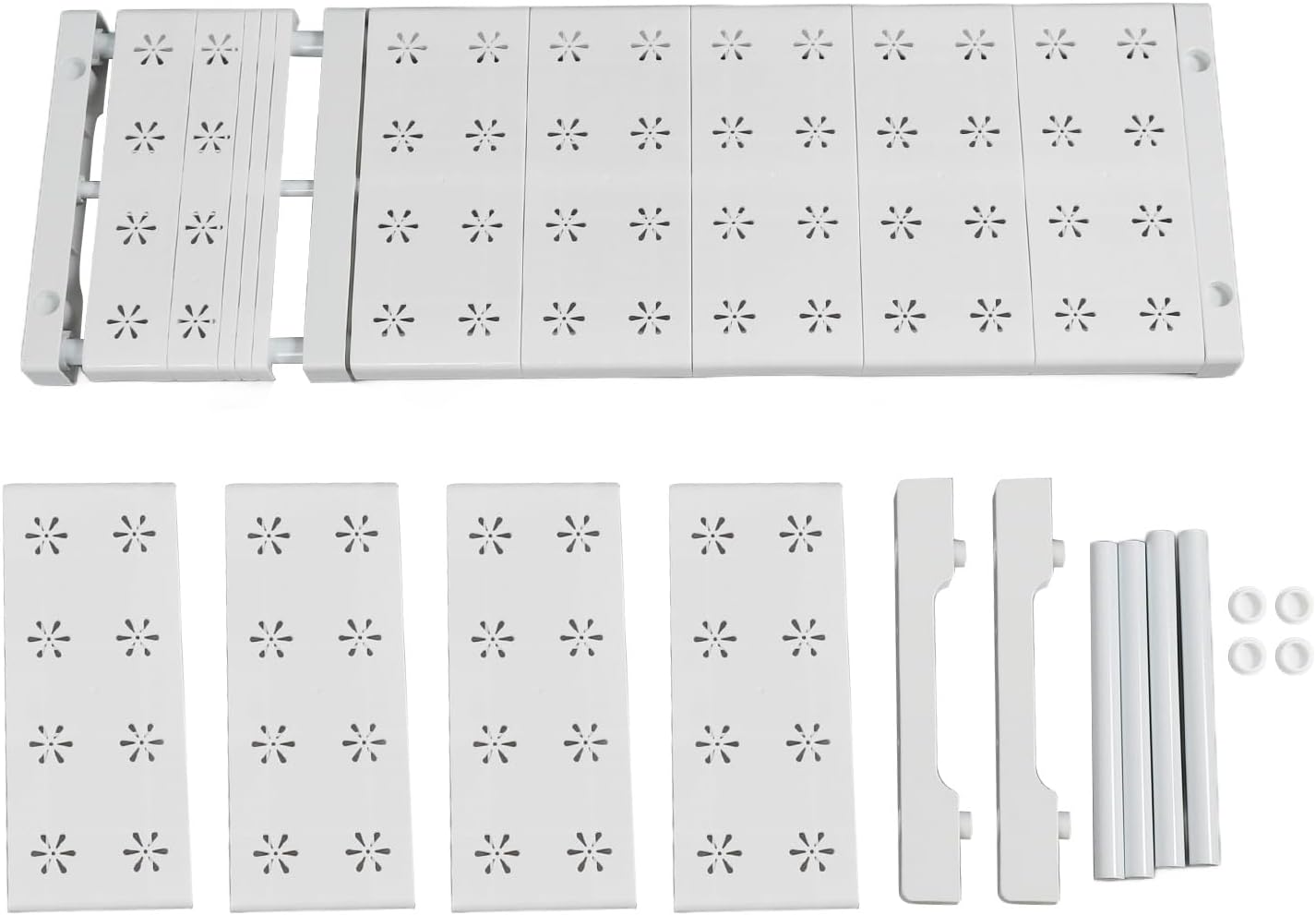 Expandable Closet Shelf Organizer, Adjustable Tension Shelf for Cabinet Wardrobe Sink, Space Saving Storage Rack with 55kg Capacity, Carbon Steel Frame (Length 87‑108cm / 34.3‑42.5in)