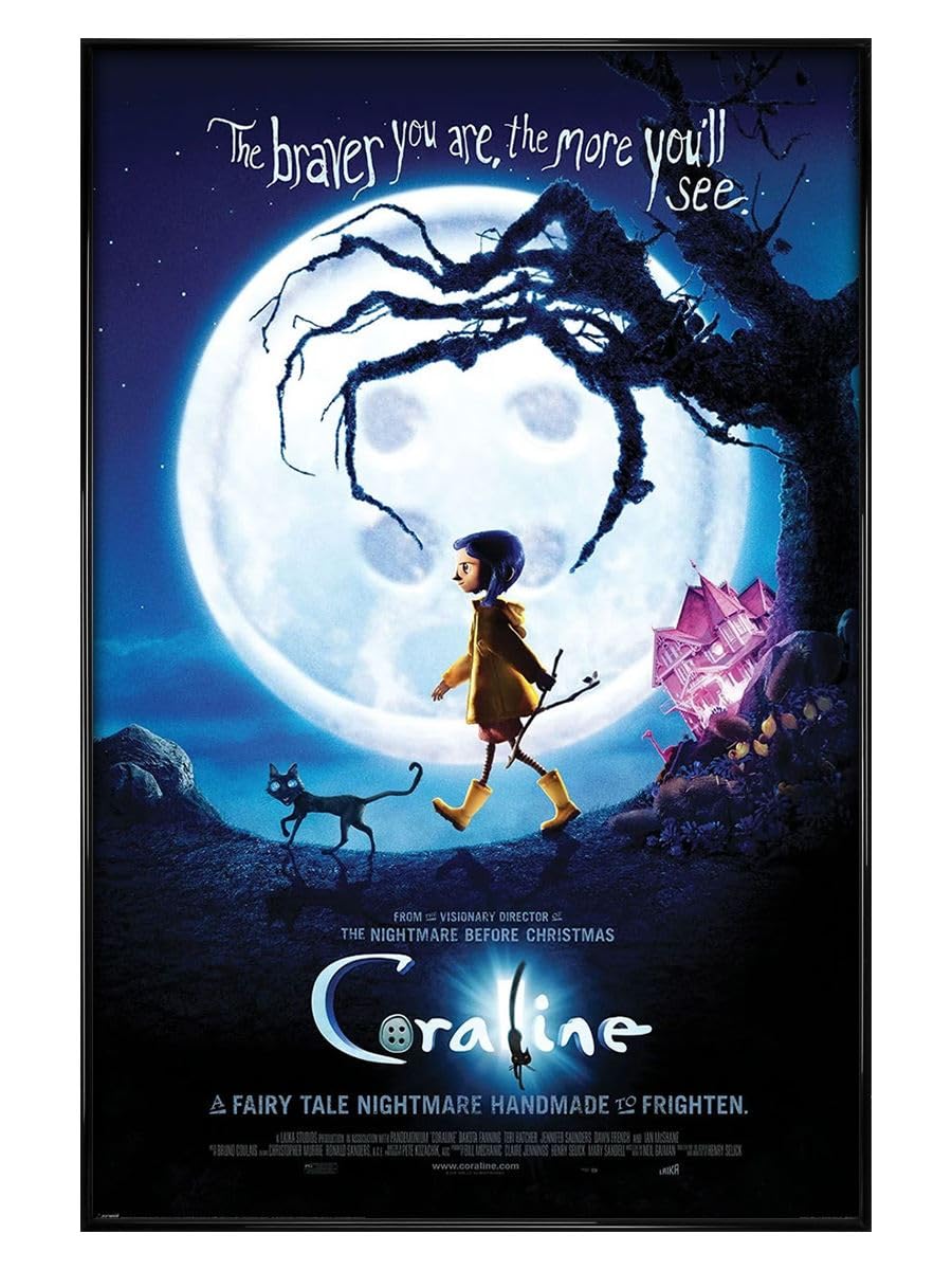 Grindstore Coraline (Original One Sheet) Maxi Poster - Black Gloss Framed - Framed Poster Print, Wall Decor/Art, Home Gift Idea, For Living Room, Bedroom, Home or Office Display
