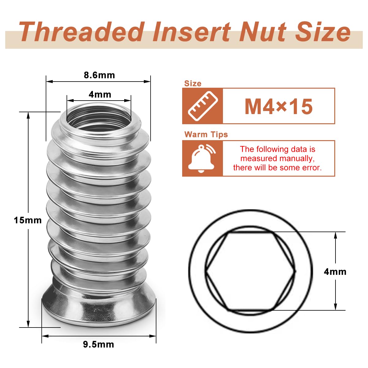 Drenky Flanged Hex Socket Nut M4x15mm - Image 2