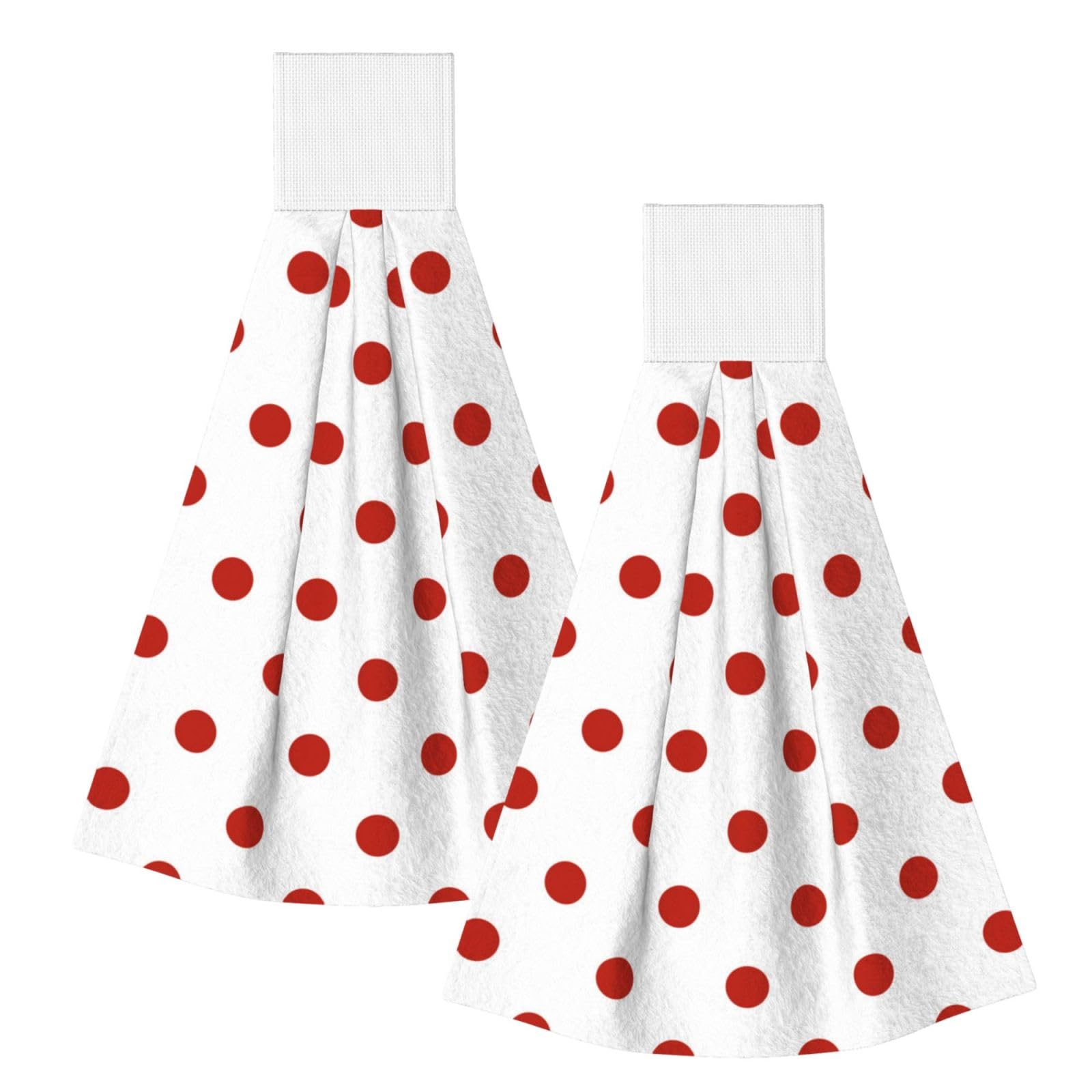 DOPKLNA Polka Dots Polkadots Red Dot, 2 Pcs Hanging Coral Fiber Hand Towels for Bathroom, Absorbent Kitchen Towels