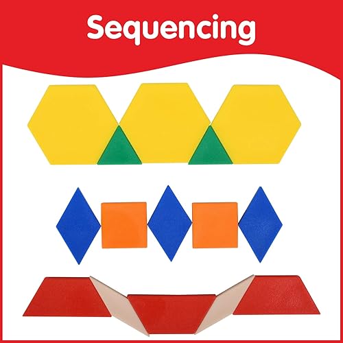 Miniatura 5 de edxeducation Bloques de patrón de plástico juego de 250 habilidades de geometría temprana manipulación matemática para reconocimiento de formas