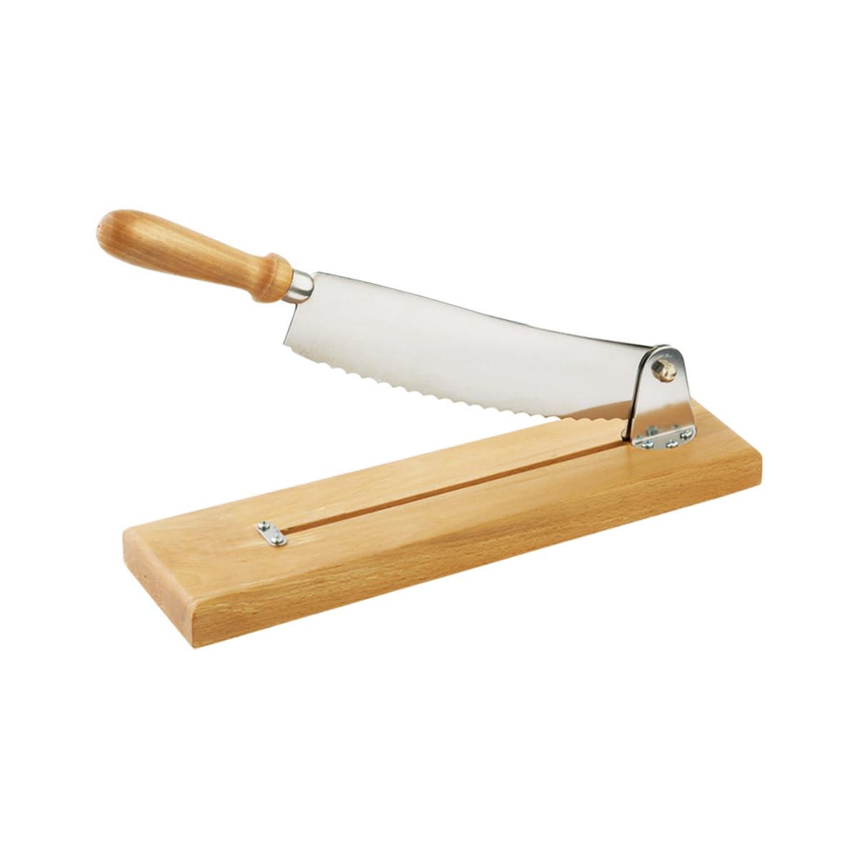 Louis Tellier Coupe-Pain avec Socle en Bois – Lame Droite 25 cm – Tranche-Pain Manuel – Découpe Rapide et Précise – Ergonomique et Sécurisé