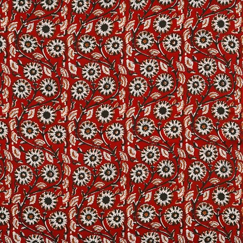 Image of Woman's &Girls Pure Cotton Bagru Print Unstitched Suit & Dress Material With Cotton Dupatta (Maroon)