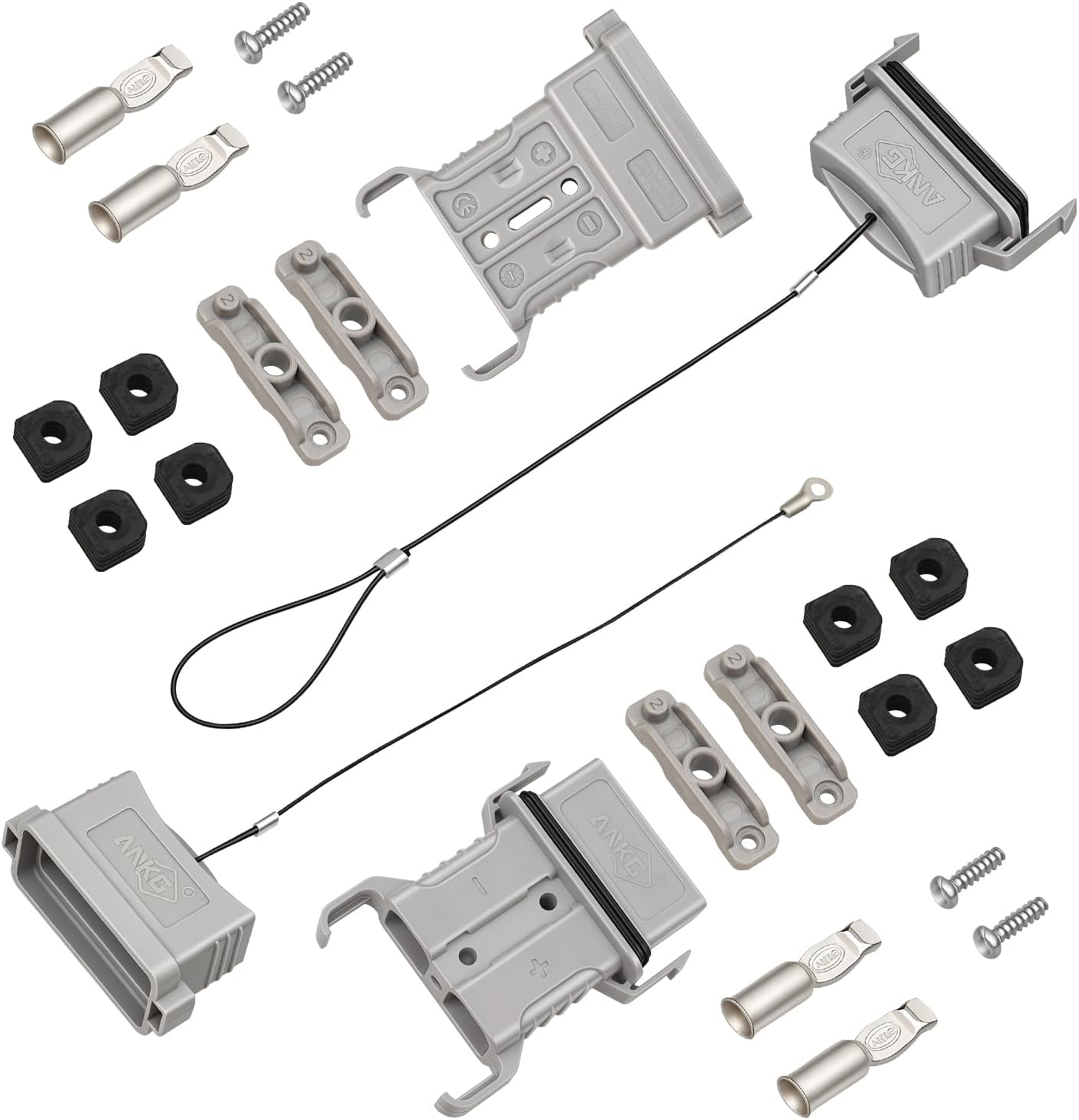 50 Amp IP68 Waterproof Battery Quick Connect/Disconnect Connector, 6-8 AWG Jumper Cable Quick Plug, Forklift Winch RV Boat Battery Quick Disconnect Kit for Truck Marine ATV Recovery Towing System(50A) | Waterproof，Silver-Plated Copper Terminal，Anti-Drop Locking Buckle