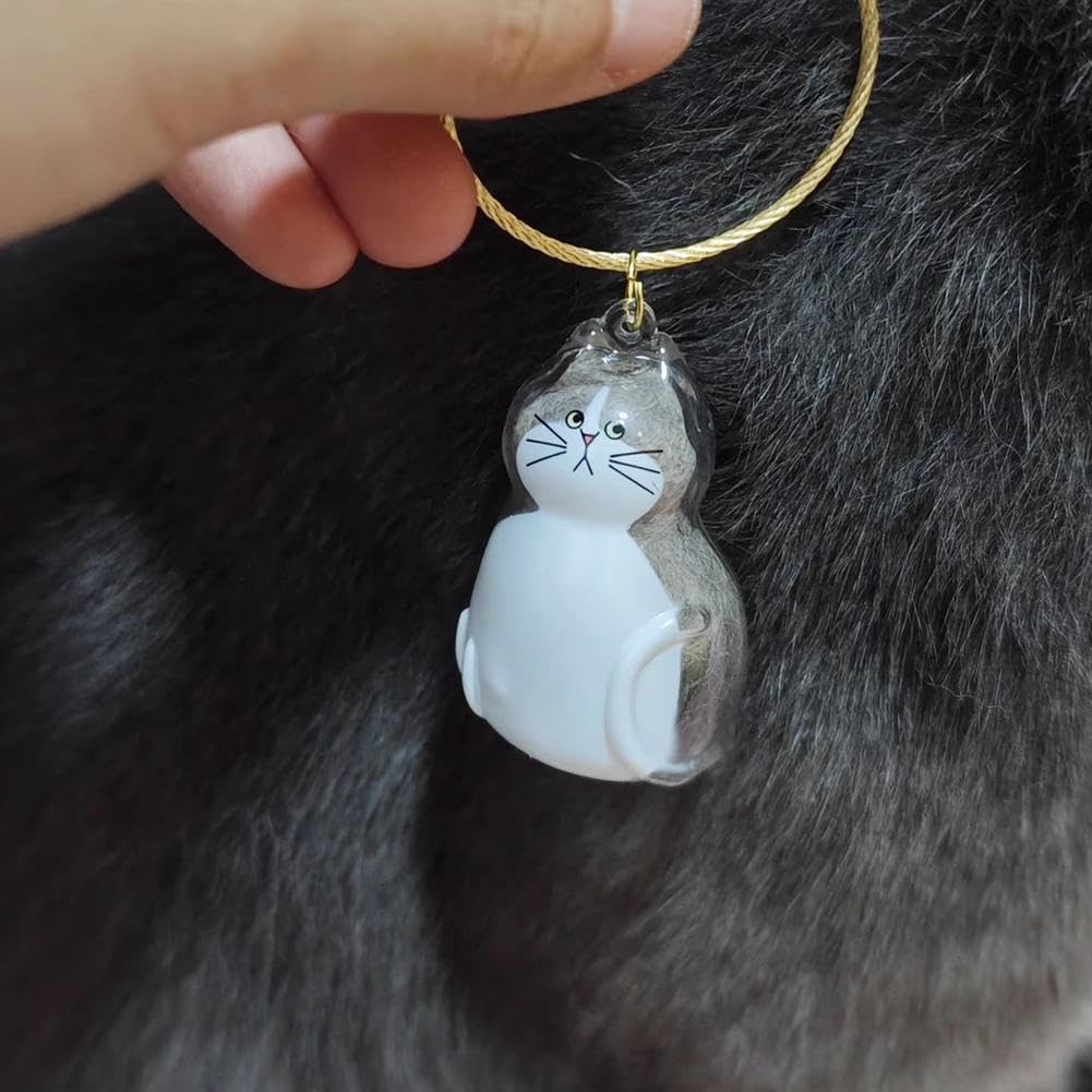Bottiglia per capelli di gatto, portachiavi per raccogliere peli di cani e gatti, portachiavi trasparente per peli di animali domestici, simpatico regalo commemorativo per proprietari di animali