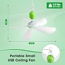 Roodike 17" Portable USB Ceiling Fan for Camping Tent Outdoor Gazebo RV Cruise, 13.2 Ft Long Cord with on/off Button gallery image