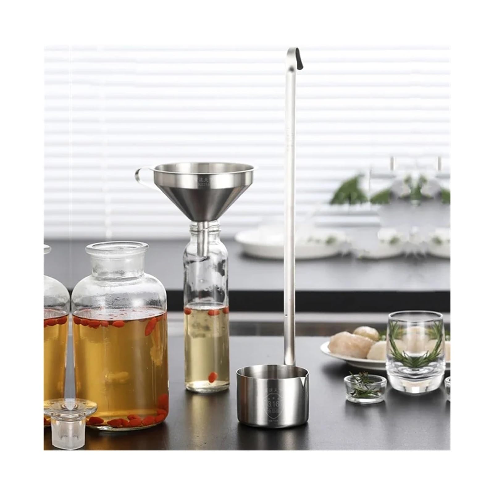 Batidor de Vino de Acero Inoxidable 304, Embudo Sus for Uso doméstico, Cuchara pequeña, Filtro, Cuchara for Preparar Cerveza, Cocina(316 50ml Liquor spoo)