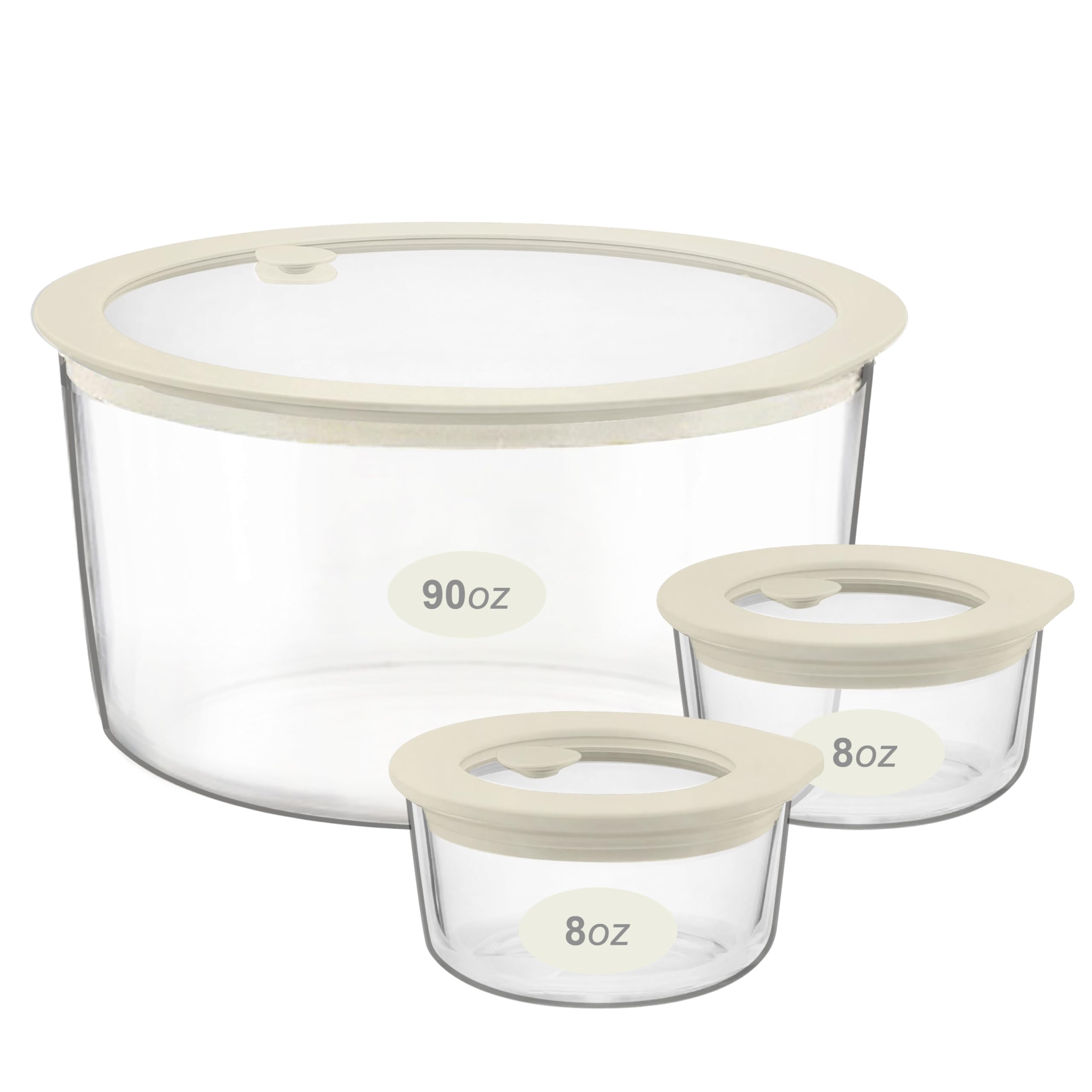 Urban Green Glass Food Container Set with Glass Lid (White Sand - 3RD) — image 1