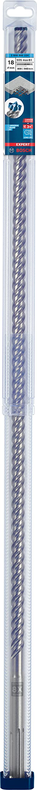Bosch Professional 1 x Brocas para martillo Expert SDS max-8x, para Hormigón armado, 18.00 x 940 mm, Accesorios Martillo perforador rotativo