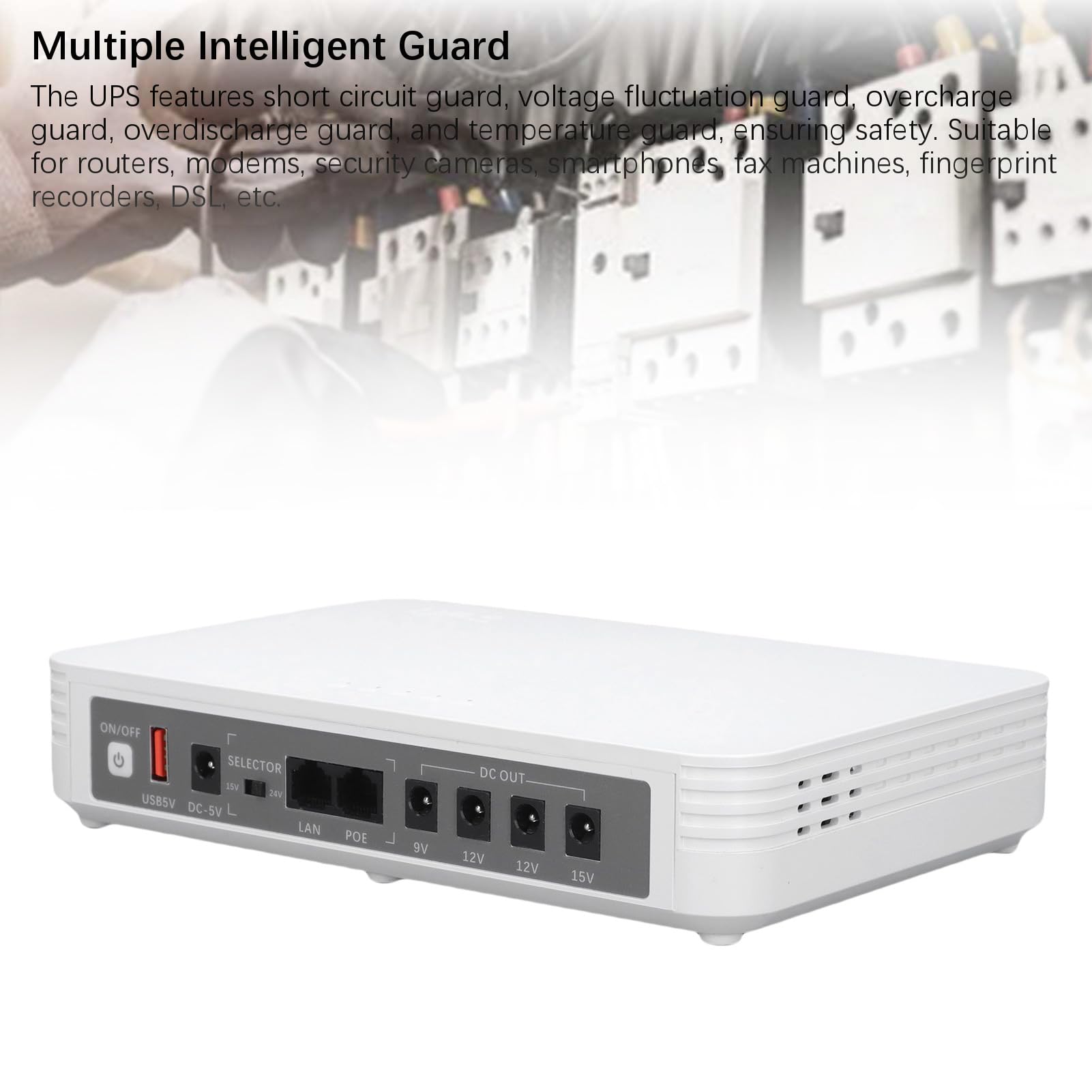Mini UPS 8000 MAh ROUTER Backup Zasilacz dla PoE 24V 1A, 15V 1,5A, DC Wyjście 12 V 9V 5V 2A, USB 5V 2A Backup Zasilak z światłem Wskaźnikiem (wtyczka UE)