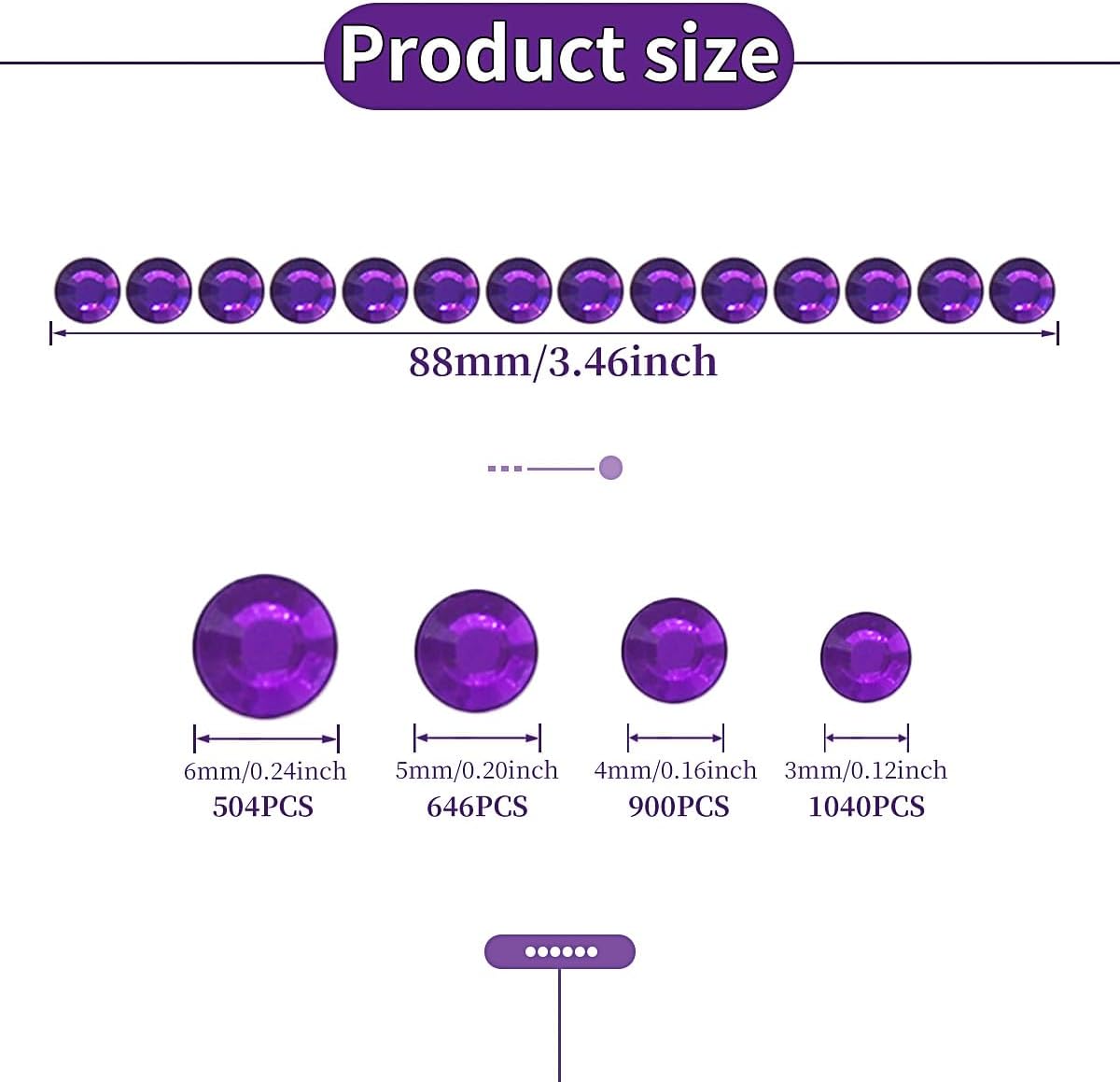 3090pcs Gem Stickers Jewels for Crafts - Self Adhesive Rhinestone Jewel Stickers, Stick on Gems Rhinestones for Crafts, Acrylic Bling Round Stickers, Craft Supplies for Kids 4Sheets 4Sizes Darkpurple - Image 7