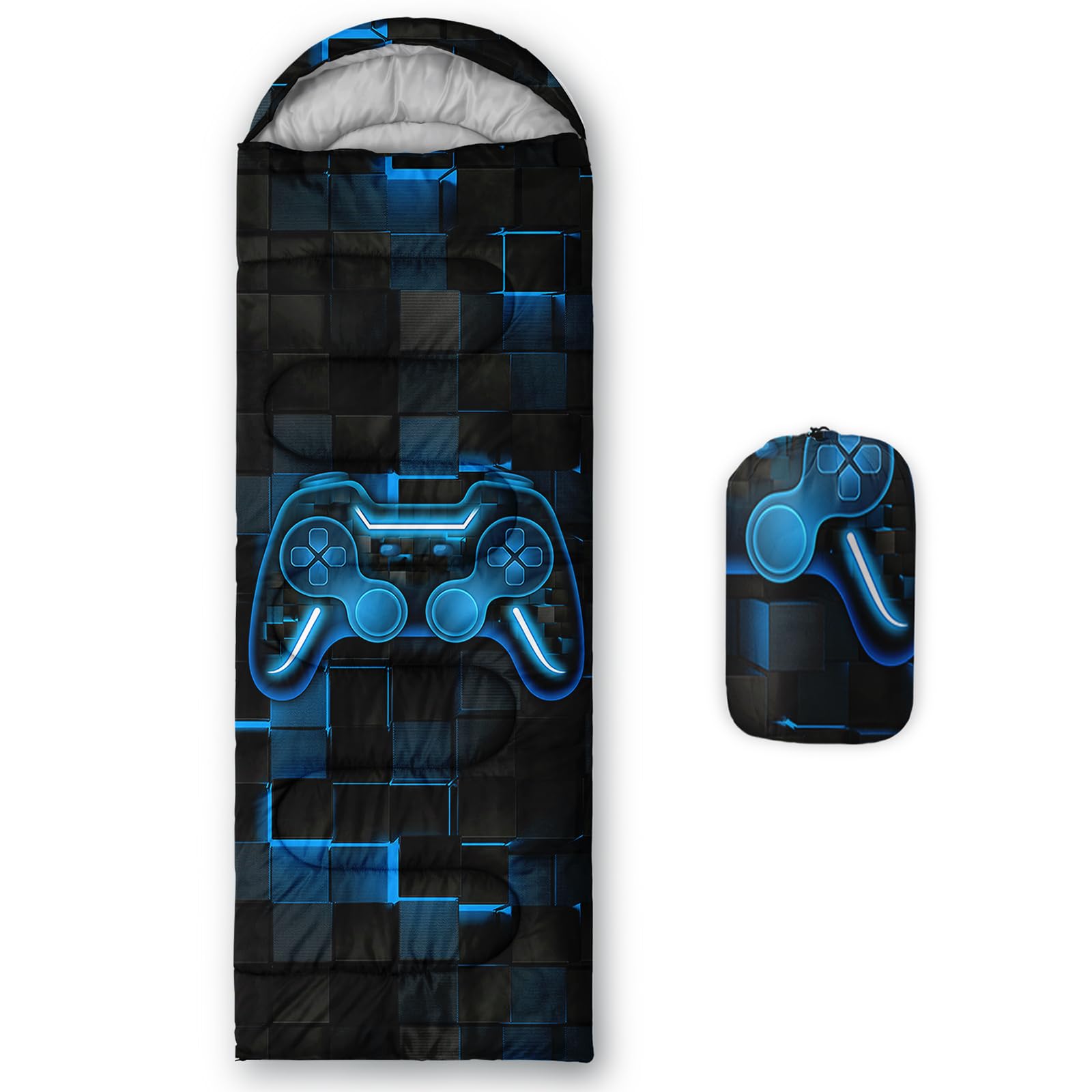 Axolotl Gamepad Sleeping Bag 3 Season Warm and Cool Weather Game Console Sleeping Bag for Boys Teens Waterproof