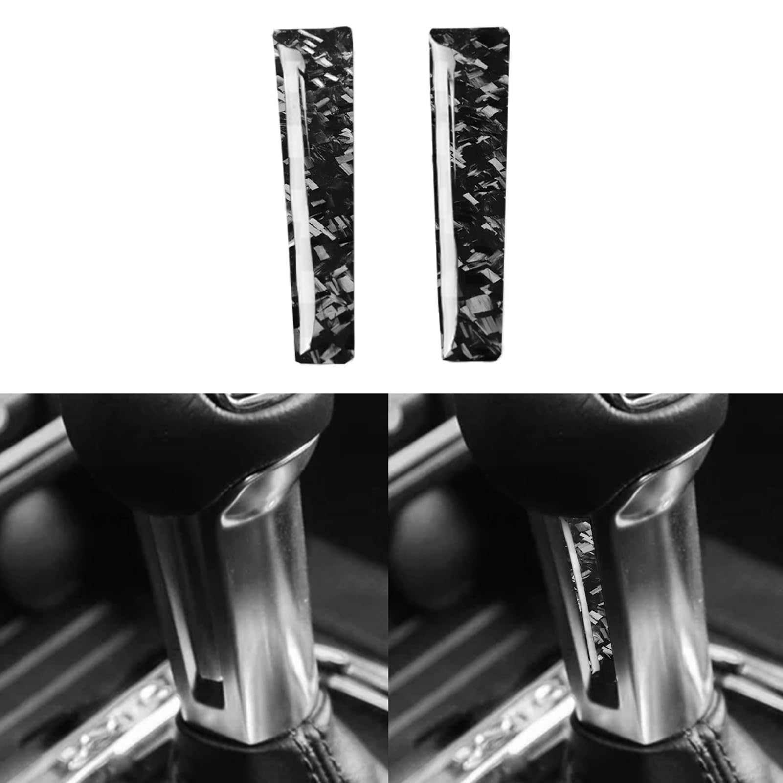 Car Center Console Gear Shift Knob Side Panel Decorative Strip Trim Sticker Glossy Black Forged Carbon Fiber Decoration Compatible with Ford Mustang 2015-2020 Auto Interior Accessories