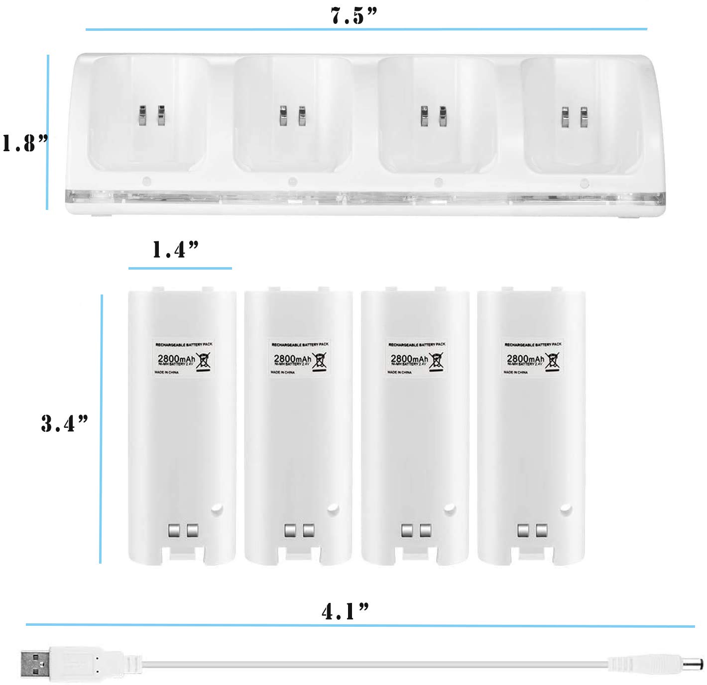 Chargeur pour télécommande Wiimote - Station de charge Surnous pour Wii - Station d'accueil Wii - Chargeur pour station de charge Wiimote