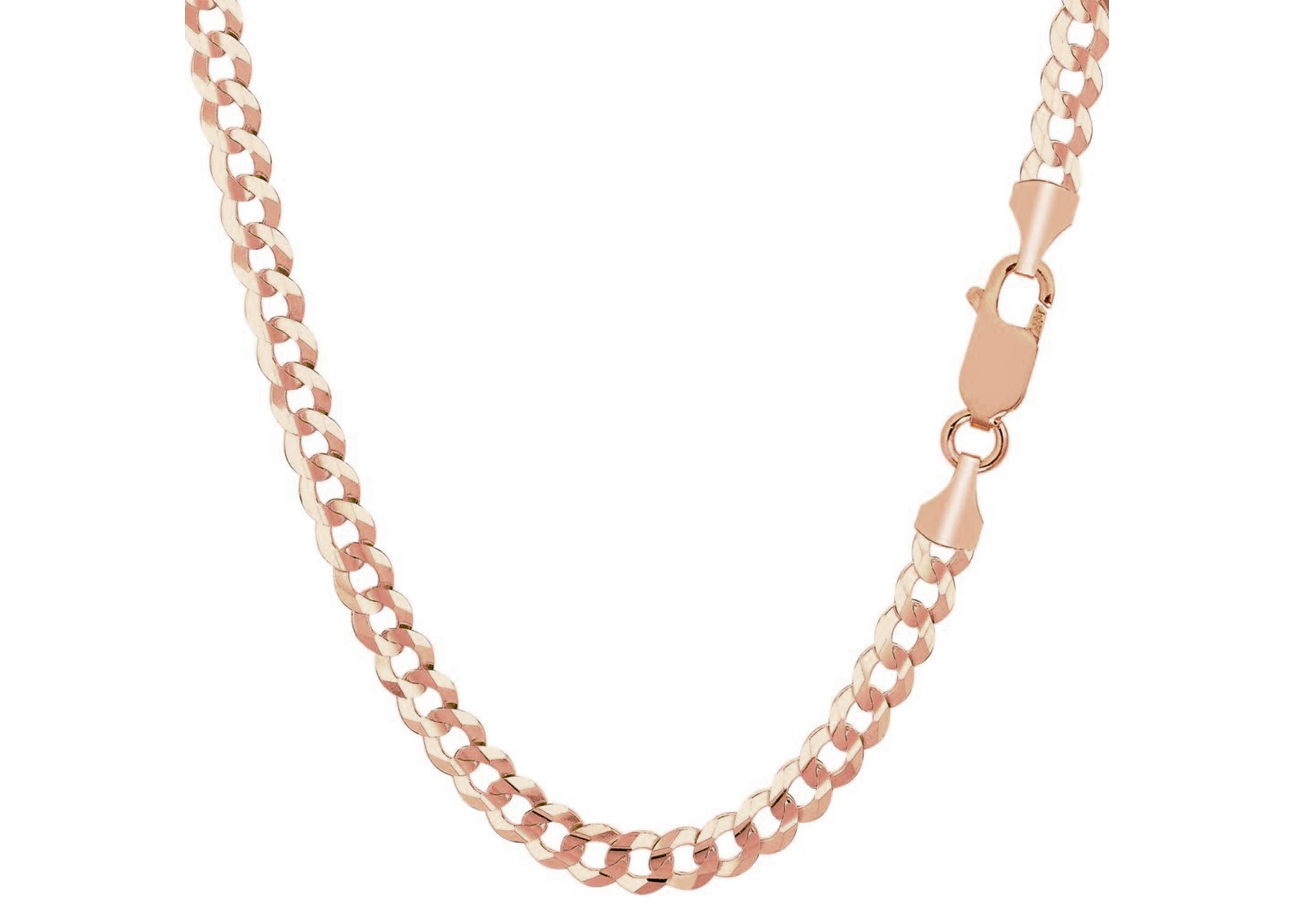 10K Rose Gold 2.3MM, 3.5MM, 5MM Hollow Curb/Cuban Chain Bracelet and Necklace, 8, Gold, No Gemstone