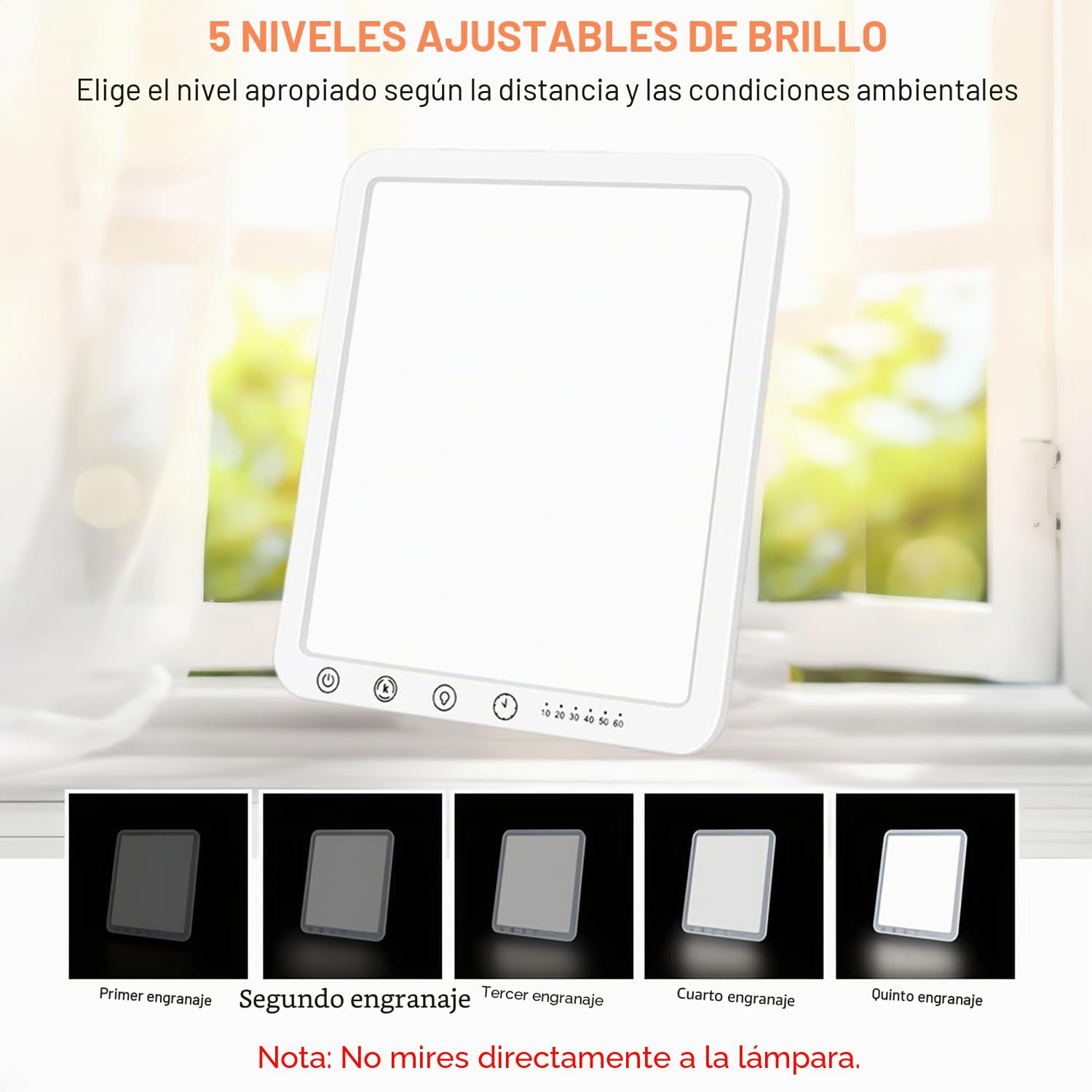 Lámpara de Luminoterapia, 15000lux Lámpara de Luz Diurna, Lámparas Fisioterapia de Luz Solar, Portable Light Fototerapéutica Sin UV con 6 Temporizador 3 Temperaturas de Color, para Oficinas y Hogares