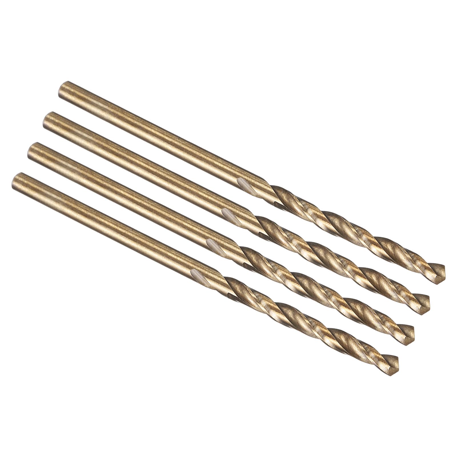 PATIKIL 2.5mm Drill Bit, M35 Cobalt 5% High-Speed Steel Jobber Straight Shank 135° Gold Finish for Stainless Steel Hard Metal - 4 Pack
