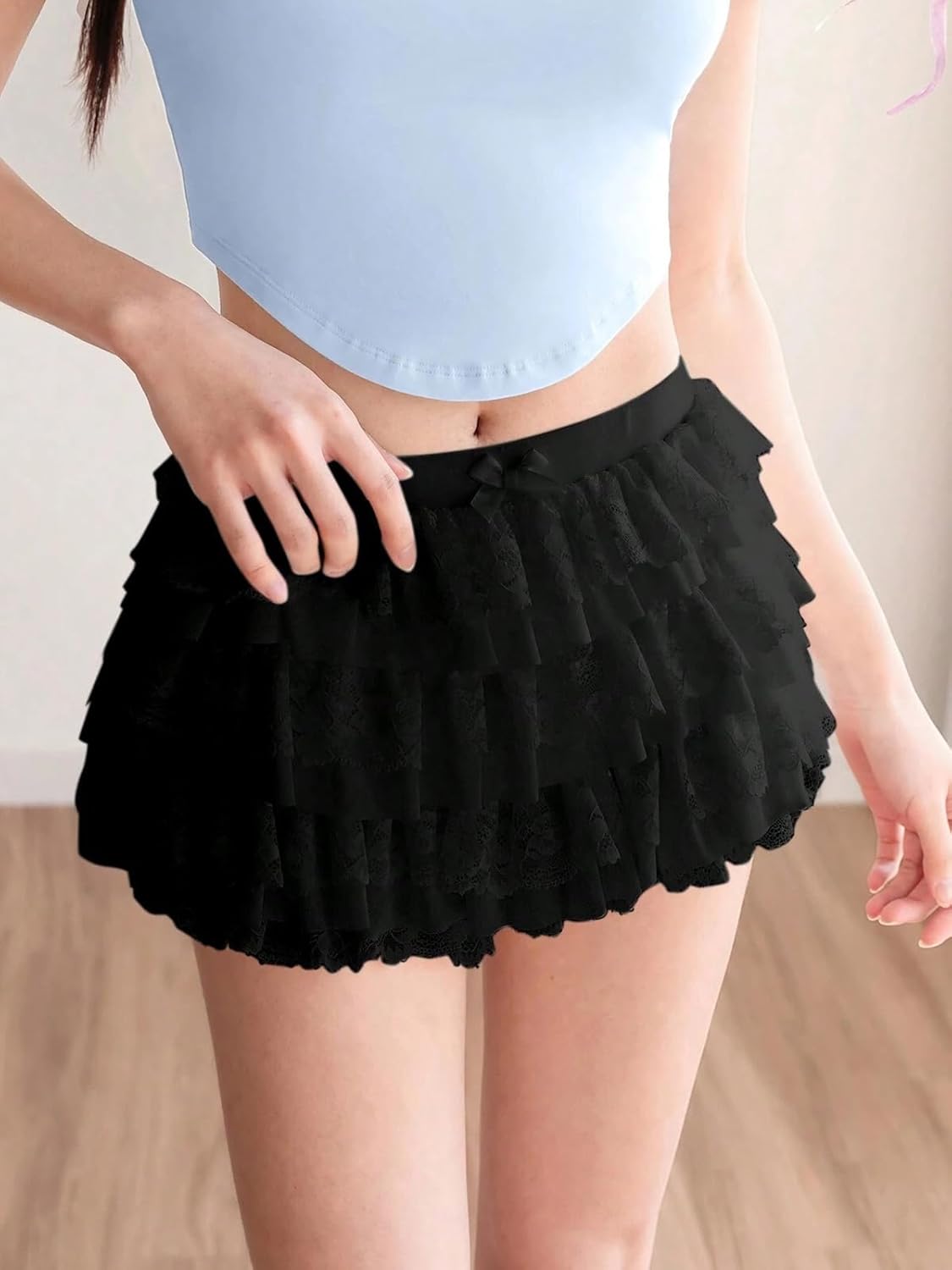 Women's Y2K Ruffle Mini Shorts Lace Sexy Bloomers Lolita Layered Skirt Cute Sweet Pettipants - Image 2