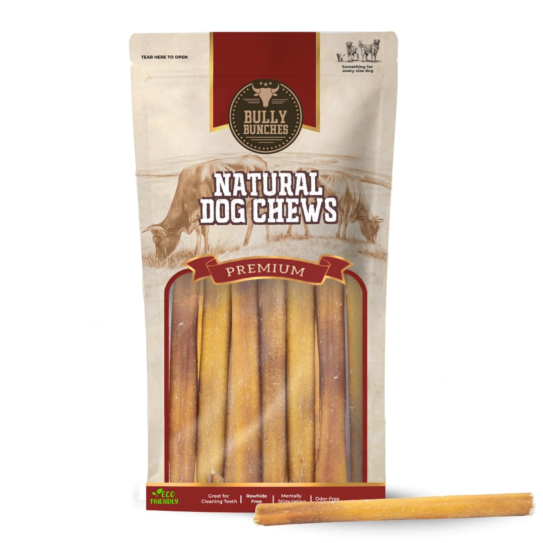 Bully Bunches Premium 6 Inch Standard Odor-Free Bully Sticks for Small to Medium Dogs & Puppies - Long Lasting Chews for Oral Care - All Natural, 100% Beef Dog Treats, Rawhide Free (20 Pk)