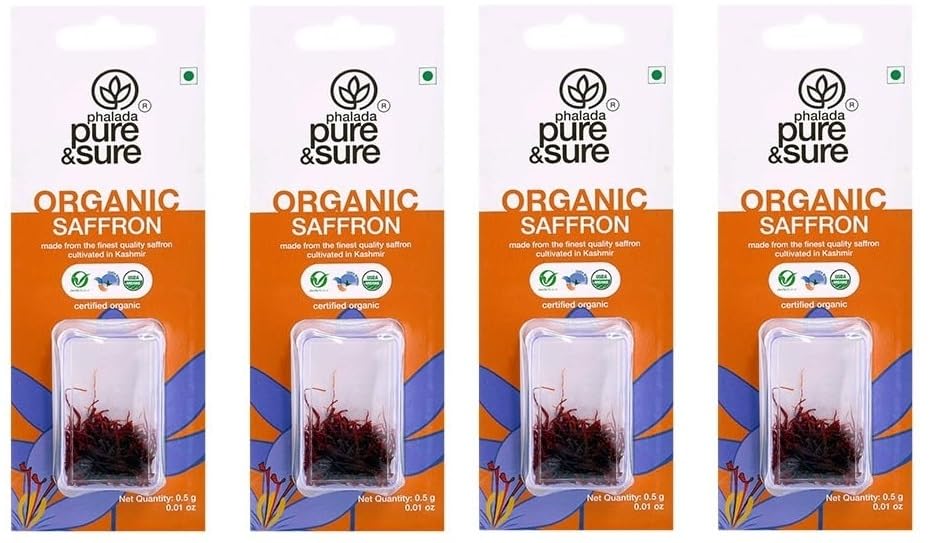 Image of Pure & Sure Organic Kesar (Saffron) 0.5G (4 Pack) | Original & Pure Saffron /Kesar /Kumkuma Puvvu | No Additives & Chemical Free | Safe for Women to Consume & Other Uses