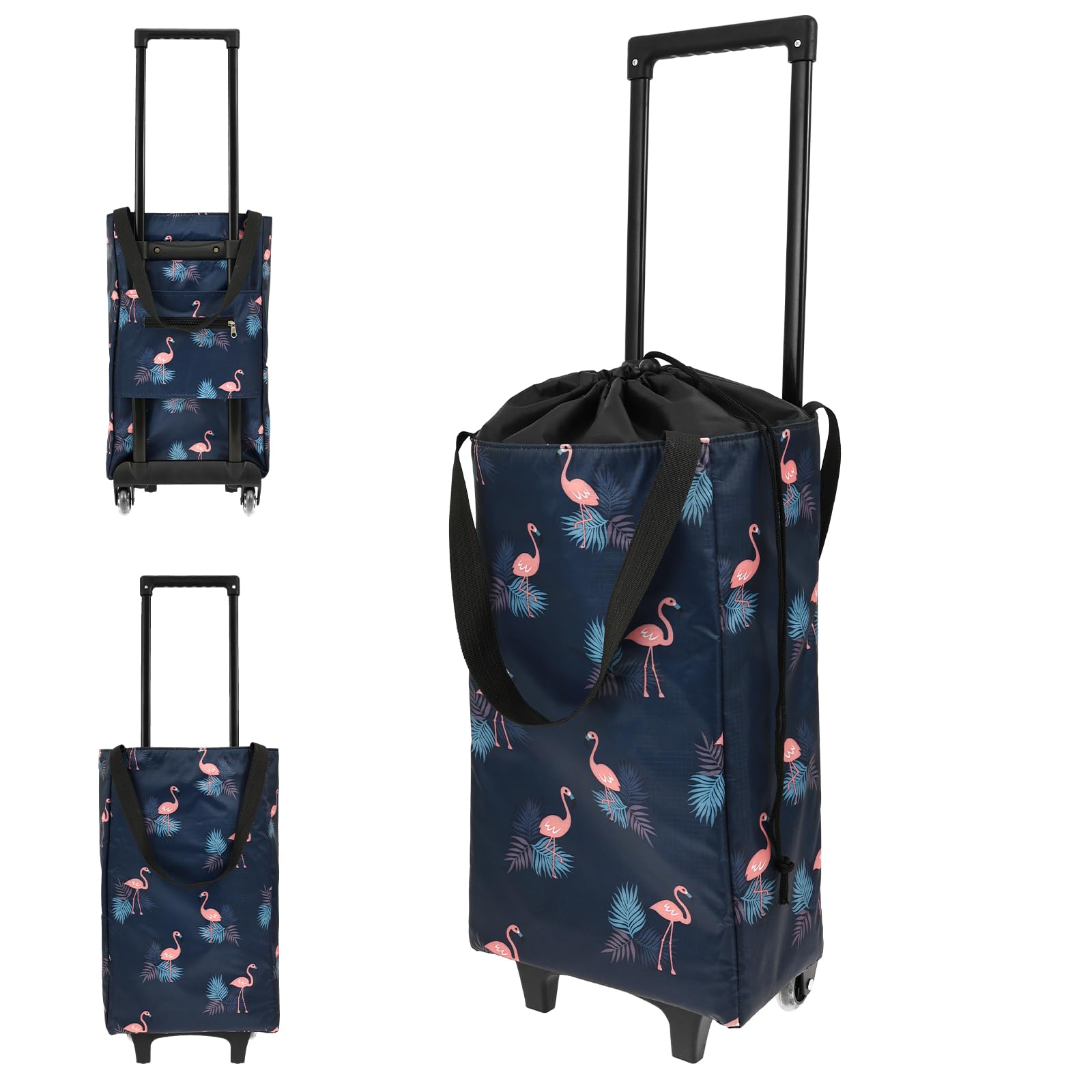 Bolsa de la compra plegable, carrito de la compra, carrito para escaleras robusto y resistente a la intemperie, con ruedas silenciosas (flamenco)