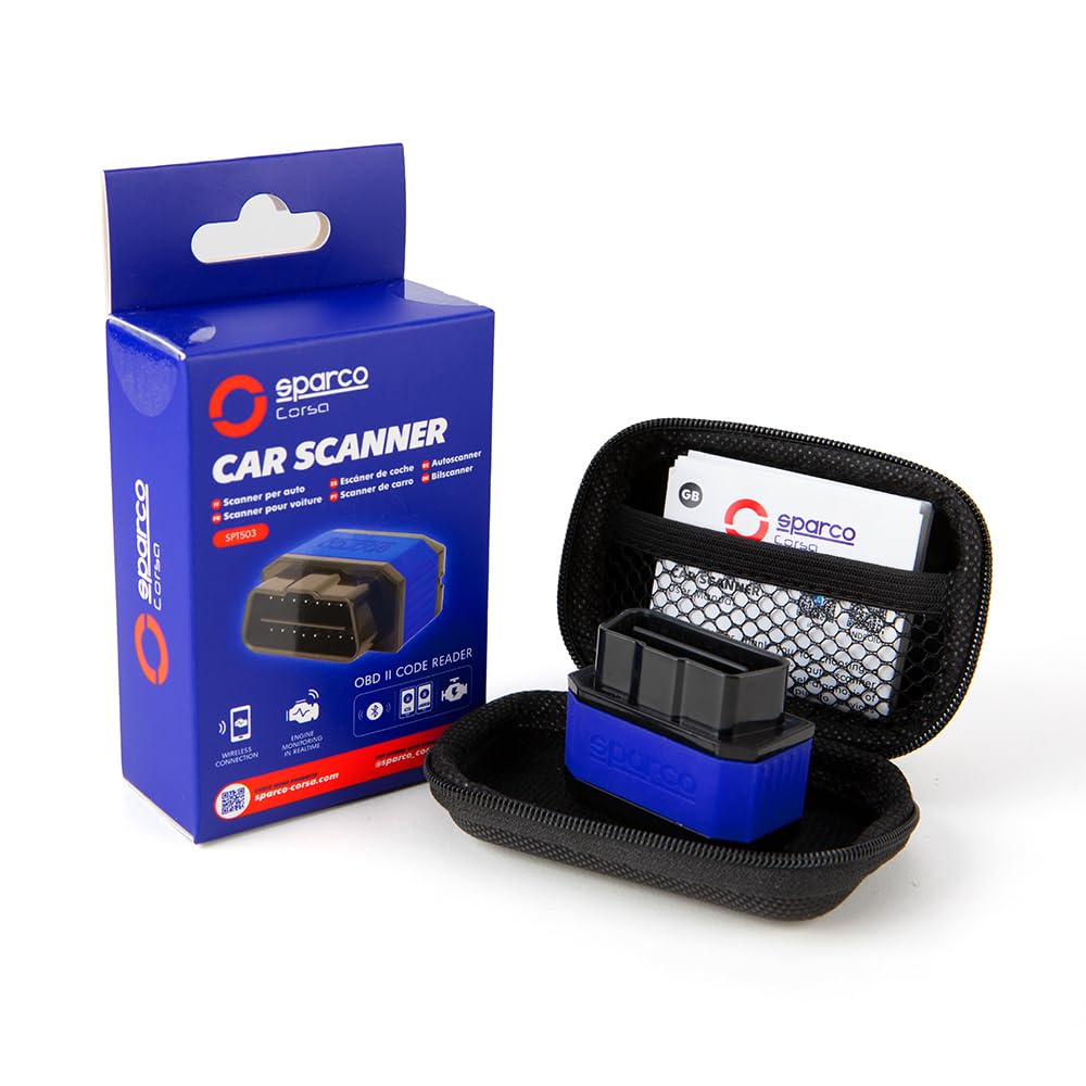 Sparco Dispositivo di diagnosi per auto multimarca OBD2 Scanner Bluetooth 5.2 per iOS e Android Lettore di codici di errore DTC Cancellazione dei guasti del motore Monitoraggio in tempo reale