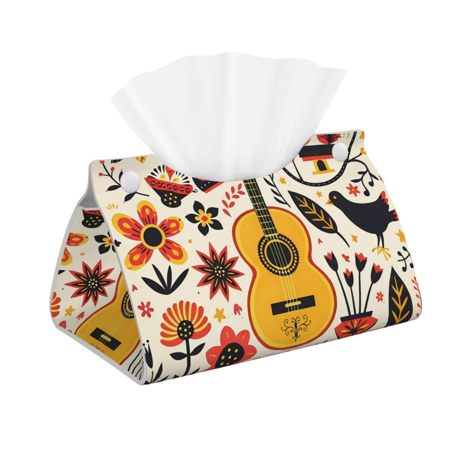 Guitar Flower Style Pattern Long Tissue Box Cover Holder Home Decor Aesthetic 7.87'' x 5.12'' x 0.98''