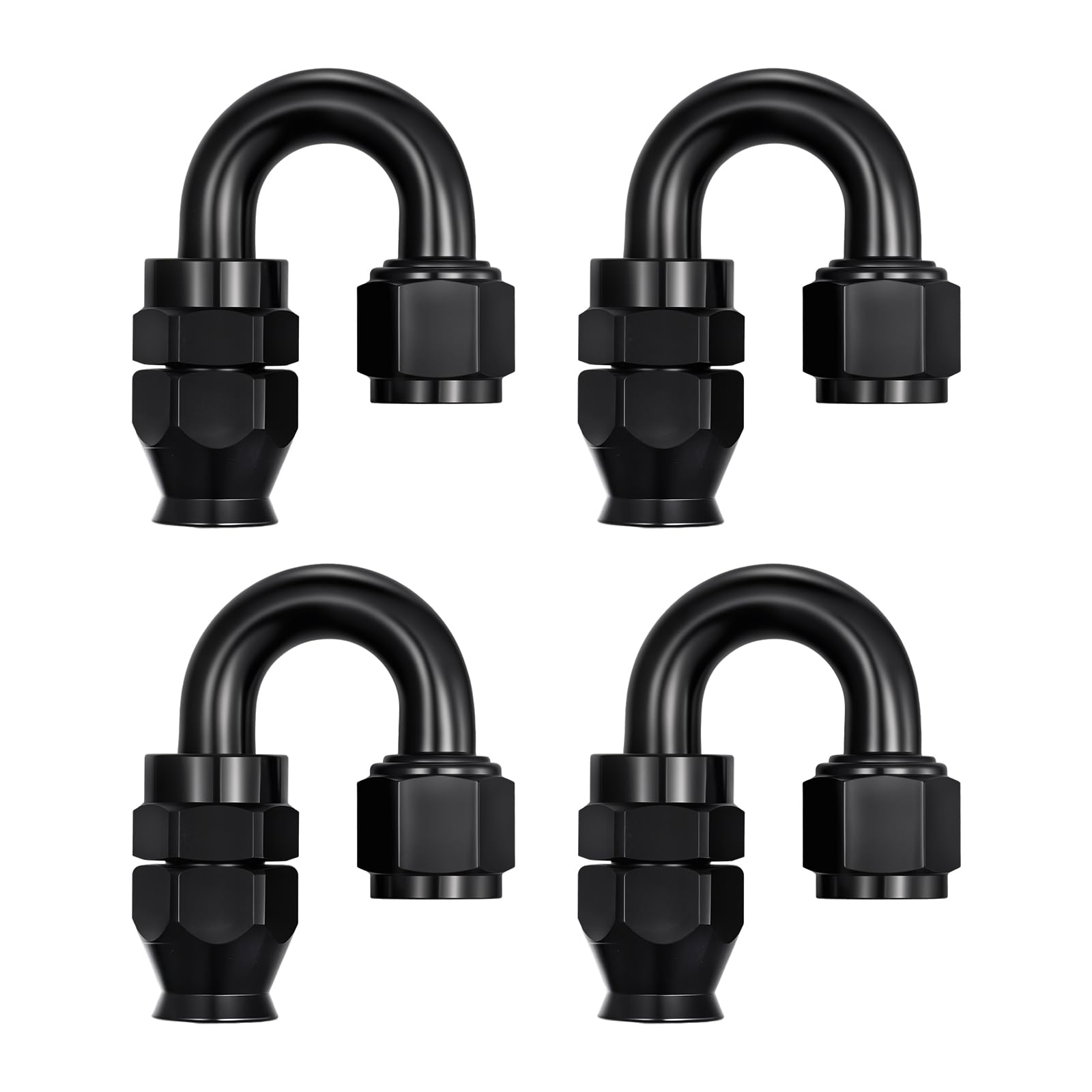 EVIL ENERGY 8AN PTFE Hose End Fitting 180 Degree Black for PTFE Hose Only 4PCS