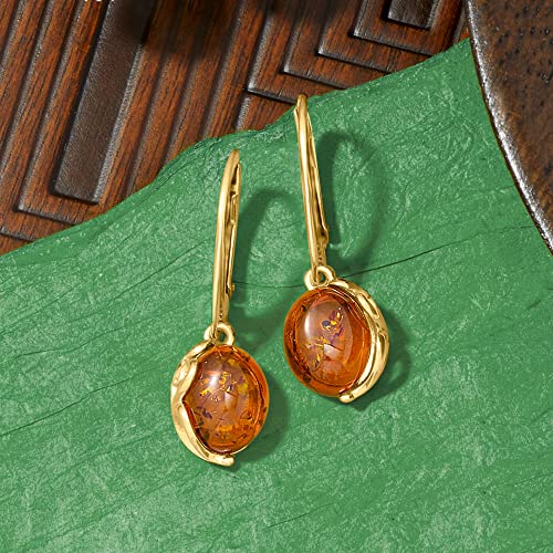 Ross-Simons Round Amber Drop Earrings in 18kt Gold Over Sterling4