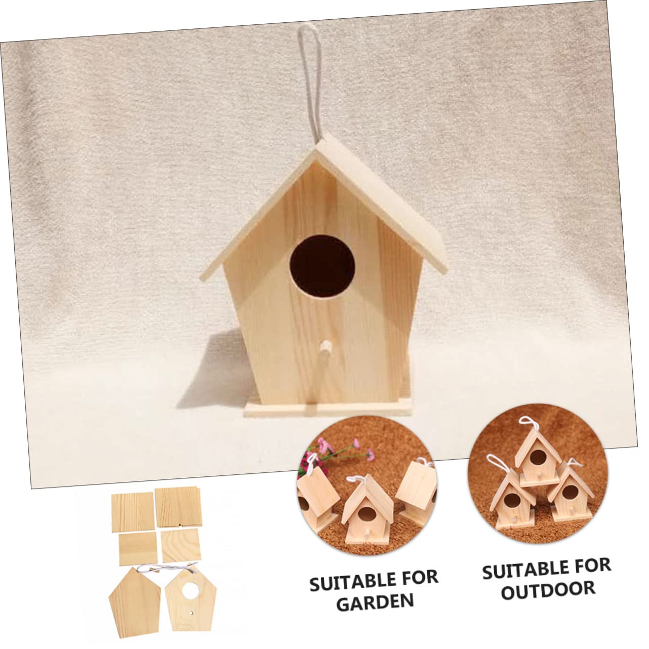 YARNOW 3pezzi Nido per Uccelli Legno Casetta Decorativa per Giardino Nido Artificiale per Piccoli Uccelli Casa per Canarini e Pappagalli Accessorio per e Cortili
