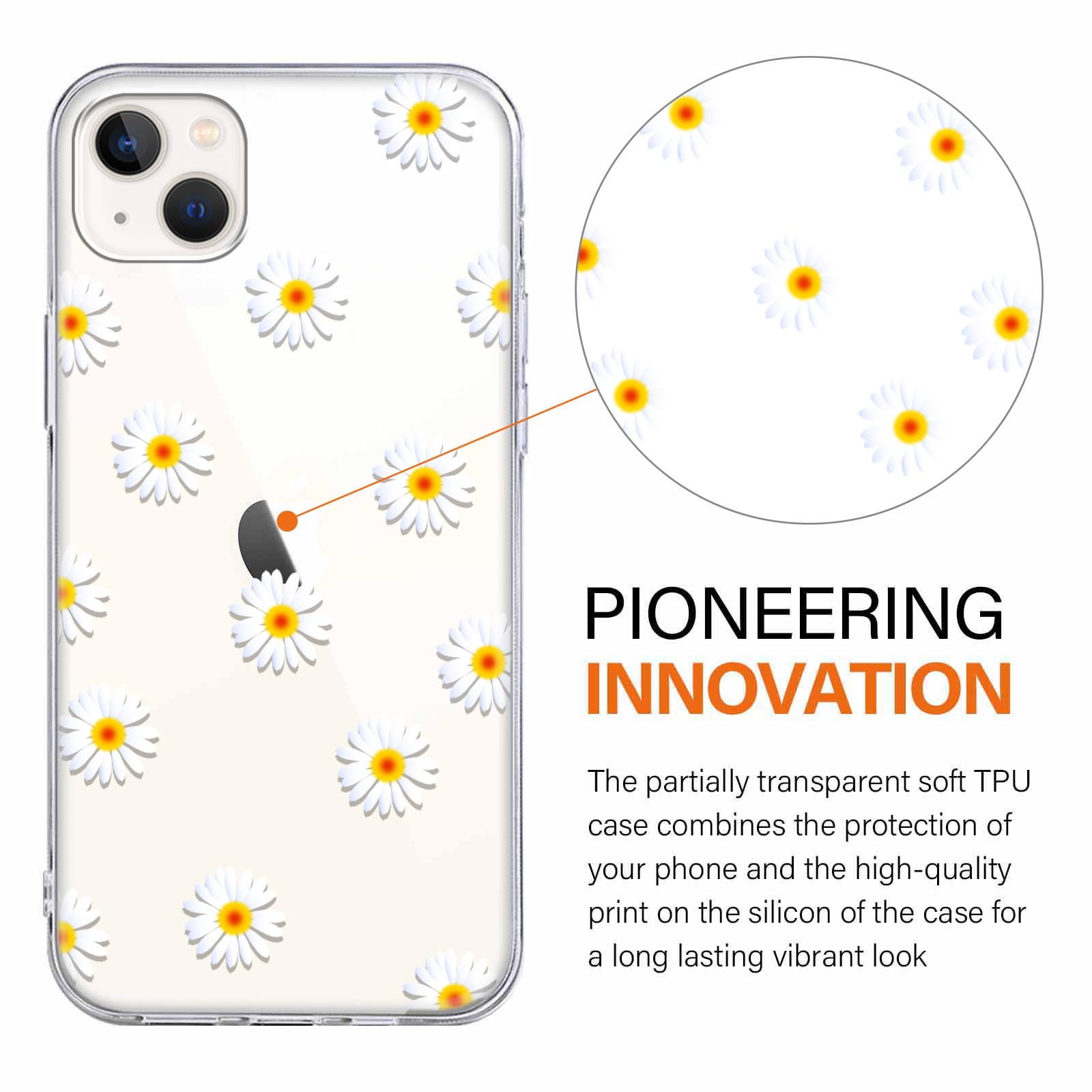 Yoedge 2 × Cover per iPhone 13 Mini 5,4" - Custodia Fiori Fiore per Telefono in Trasparente con Aesthetic Motivi Design, Custodie per Cellulare in Silicone per iPhone 13 Mini Case Ragazza Donne - Vista 3