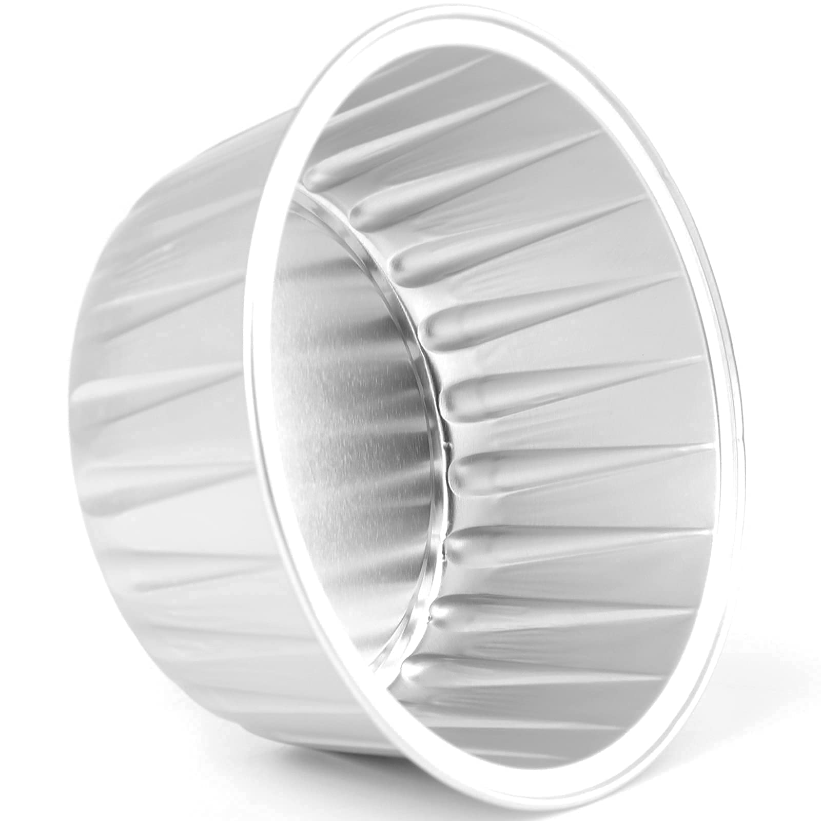 DEAYOU Paquete de 100 tazas de papel de aluminio para magdalenas, 5 onzas desechables para hornear magdalenas con tapa, boda, color plateado