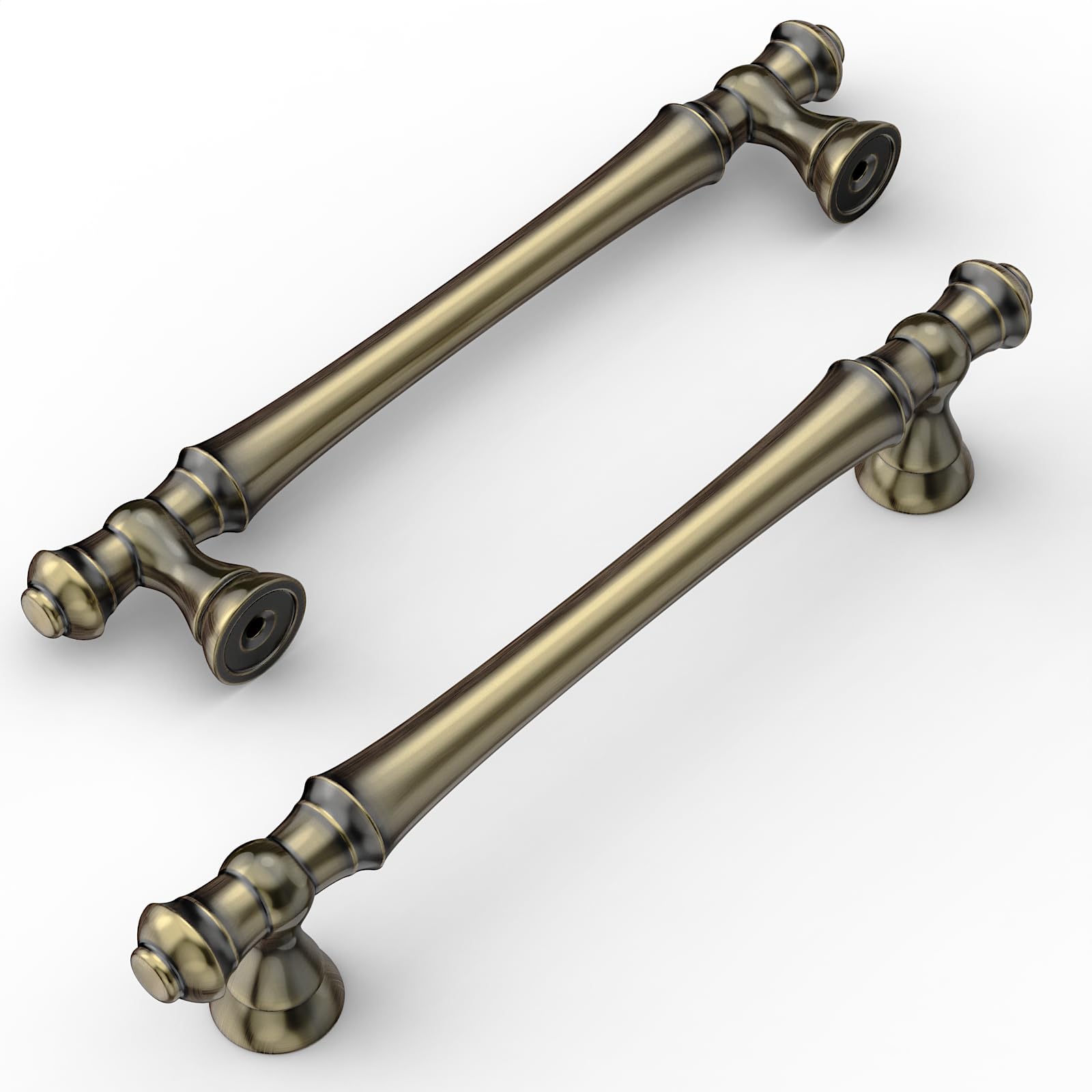 Amerdeco 6 Pack Brushed Antique Brass Cabinet Pulls 128mm Hole Center Cabinet Hardware Kitchen Cabinet Handles for Bathroom Drawer Pulls Dresser Pulls AM022 — image 1