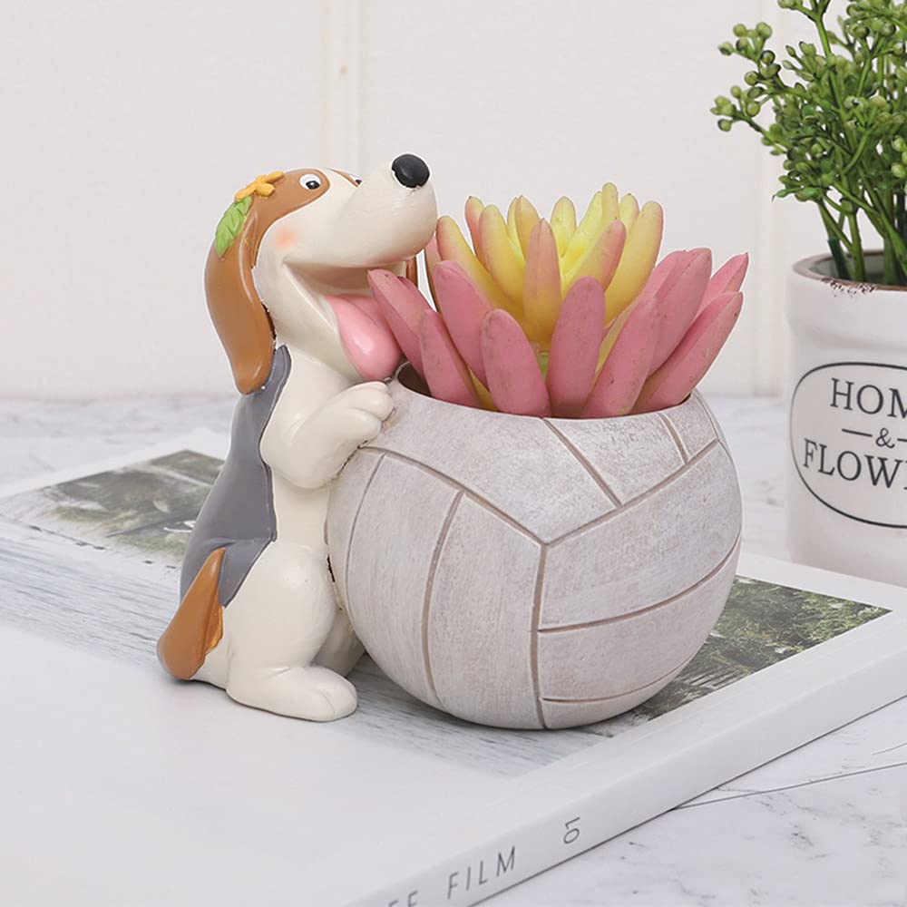 Vasetto Per Piante A Forma Di Cane - Ceramica Cactus Succulente Per Decorazione Scrivania, Regalo Originale - 5