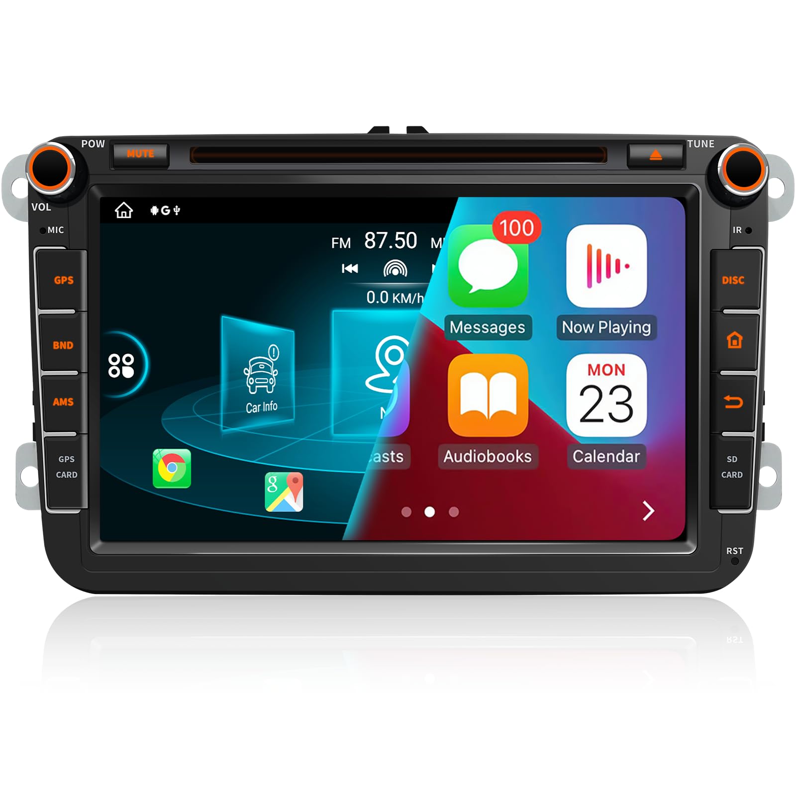 Autoradio 9'' Android 13 per Golf 5/6, VW T5, Polo 6R, 4 GB + 64 GB Wireless CarPlay, Android Auto, DAB integrato, 2 Din, 8 Core, 4G, Navi, BT5.0, WiFi, USB, FM, TPMS, OBD2, controllo vocale