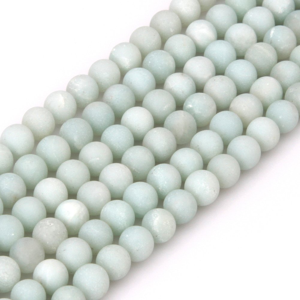 (6mm/Light Green) - Gem-Inside 6mm 8mm 10mm 12mm Round Frost Amazonite Beads Strand 15 Inches