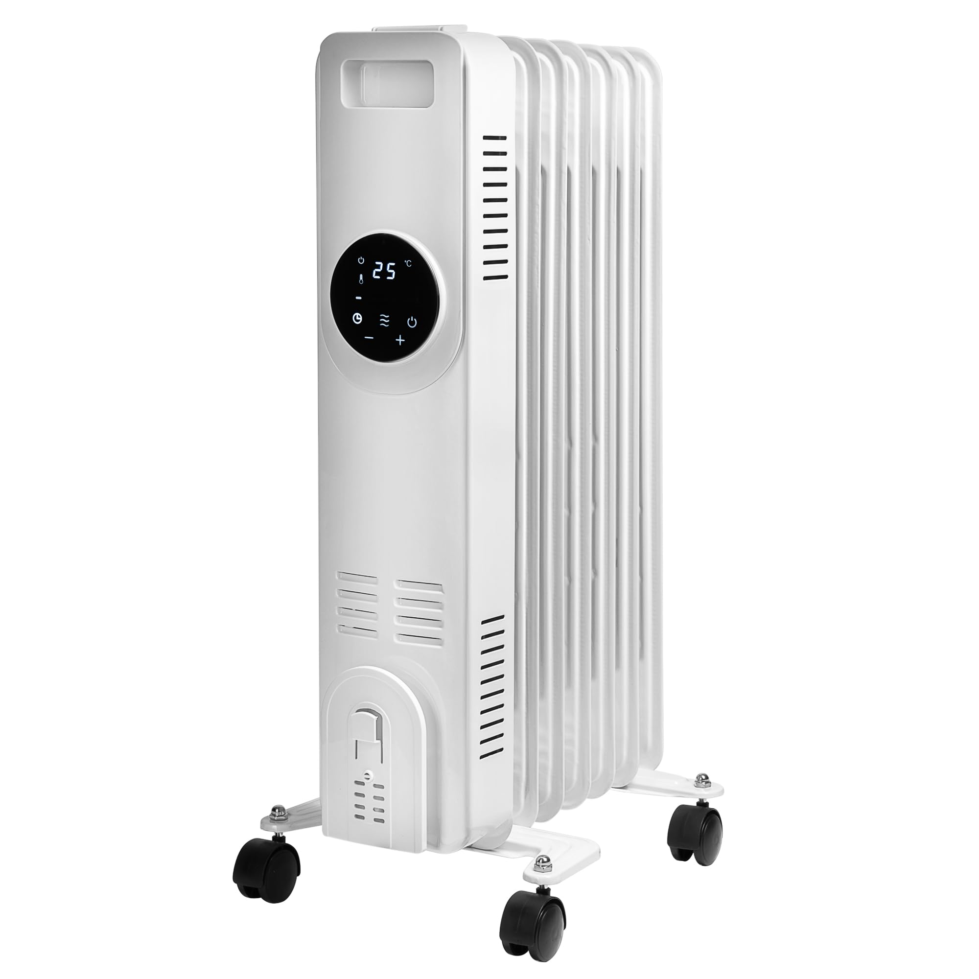 Daewoo Unisex White Digital 1500W 7-Fin Oil Filled Radiator Portable Heater Remote Control In
