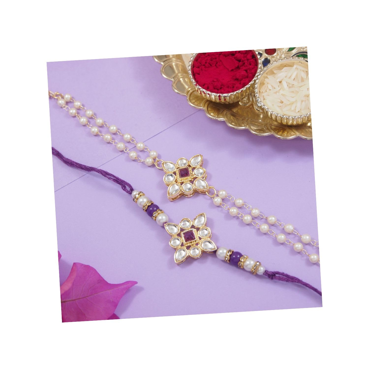 I Jewels Unisex Adult Kundan & Pearl Bhaiya Bhabhi Lumba Rakhi Bracelet Combo Set With Roli Chawal & Rakshabandhan Greeting Card (R151-Co) (B0D7C4GVF2) Amazon Price History, Amazon Price Tracker