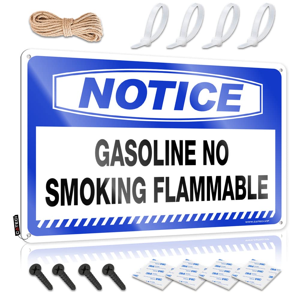BRUNTELO Funny Signs Metal Notice Gasoline No Smoking Flammable Tin Sign Tin Funny Vintage Sign Vintage Coffee Sign
